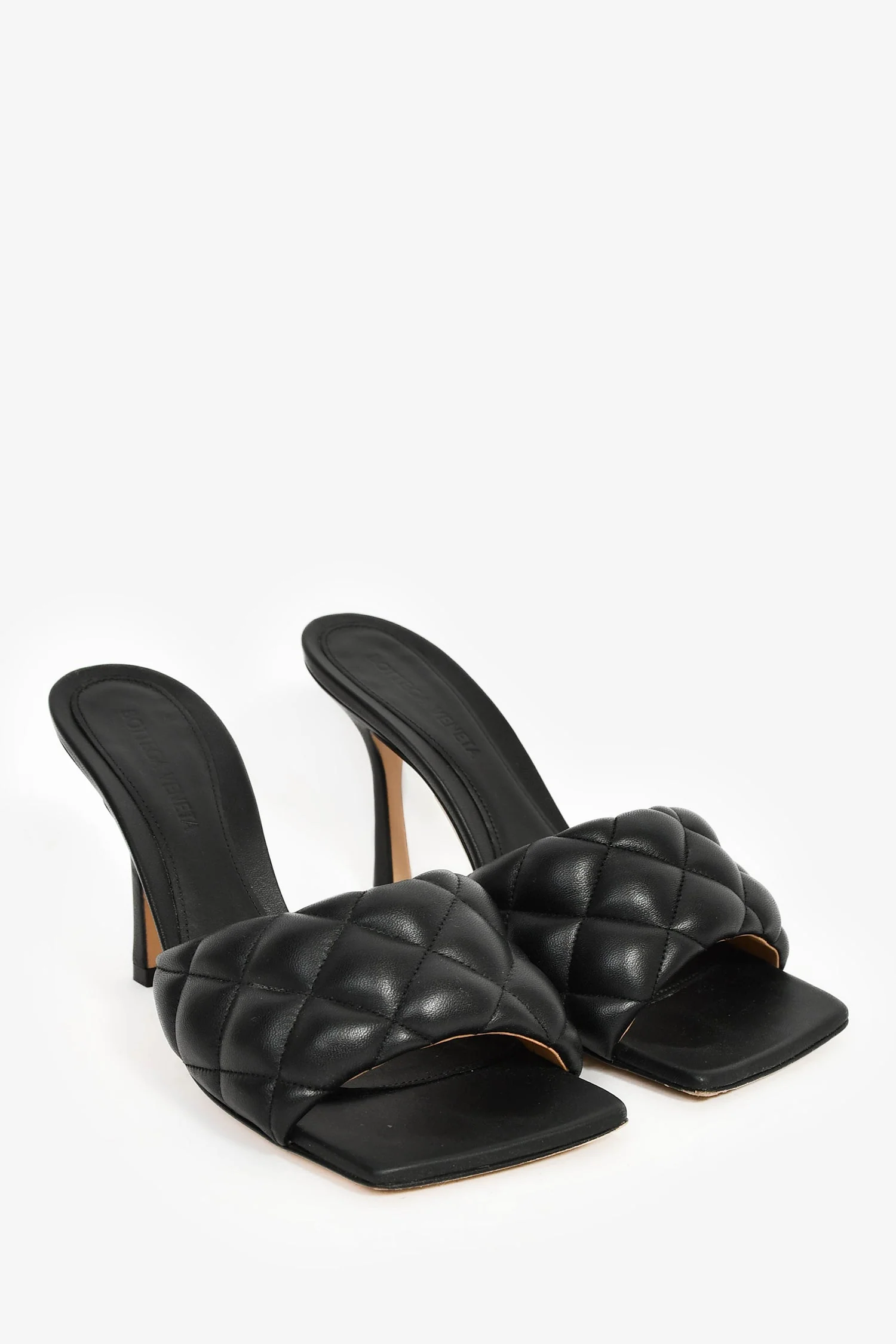 Bottega Veneta Black Intrecciato Padded Heeled Sandals Size 37.5 - Image 2