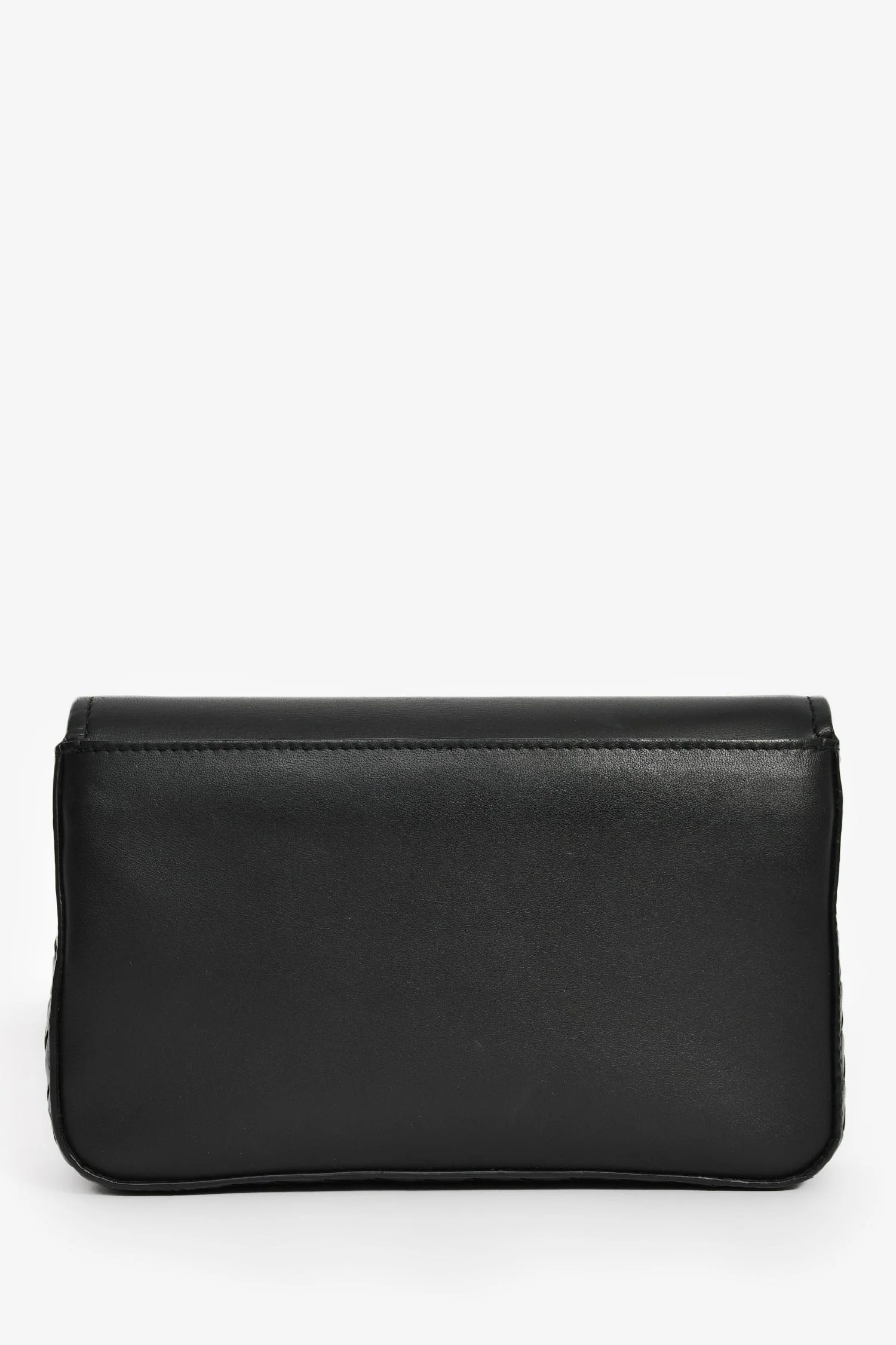Bottega Veneta Black Leather Intrecciato Detail Wallet On Chain - Image 2