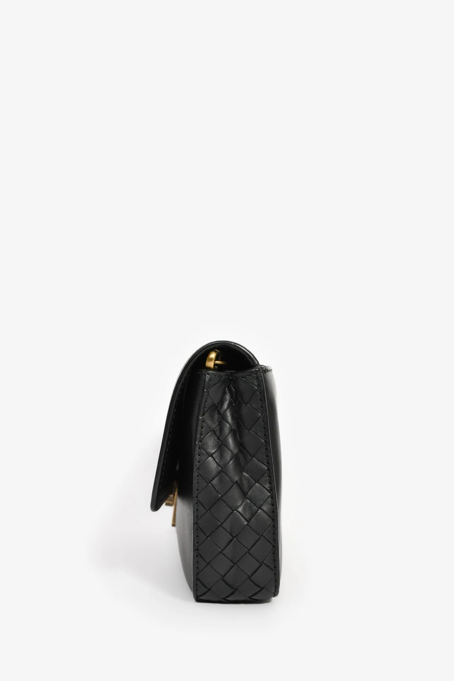 Bottega Veneta Black Leather Intrecciato Detail Wallet On Chain - Image 4