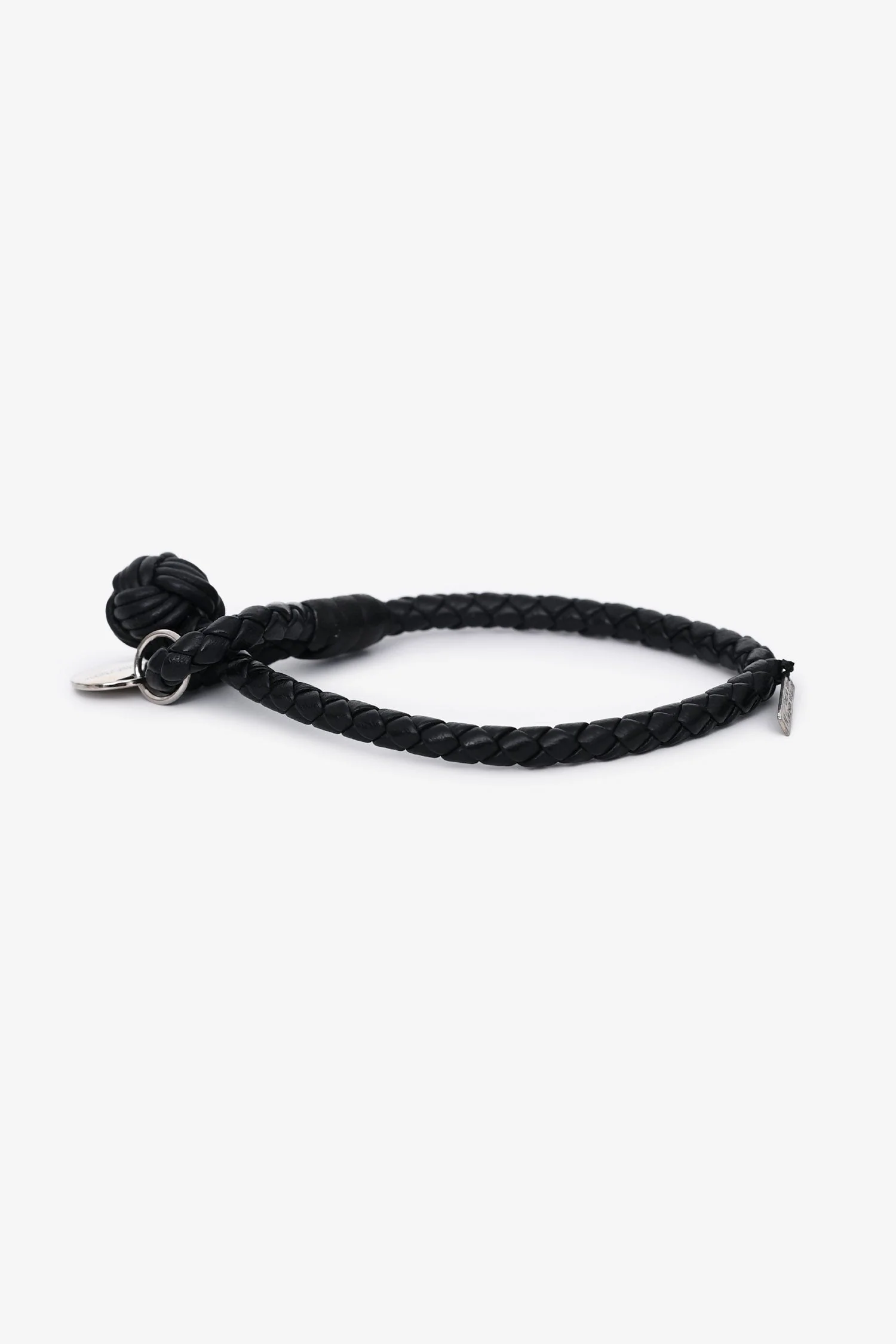 Bottega Veneta Black Leather Intrecciato Knot Bracelet - Image 2