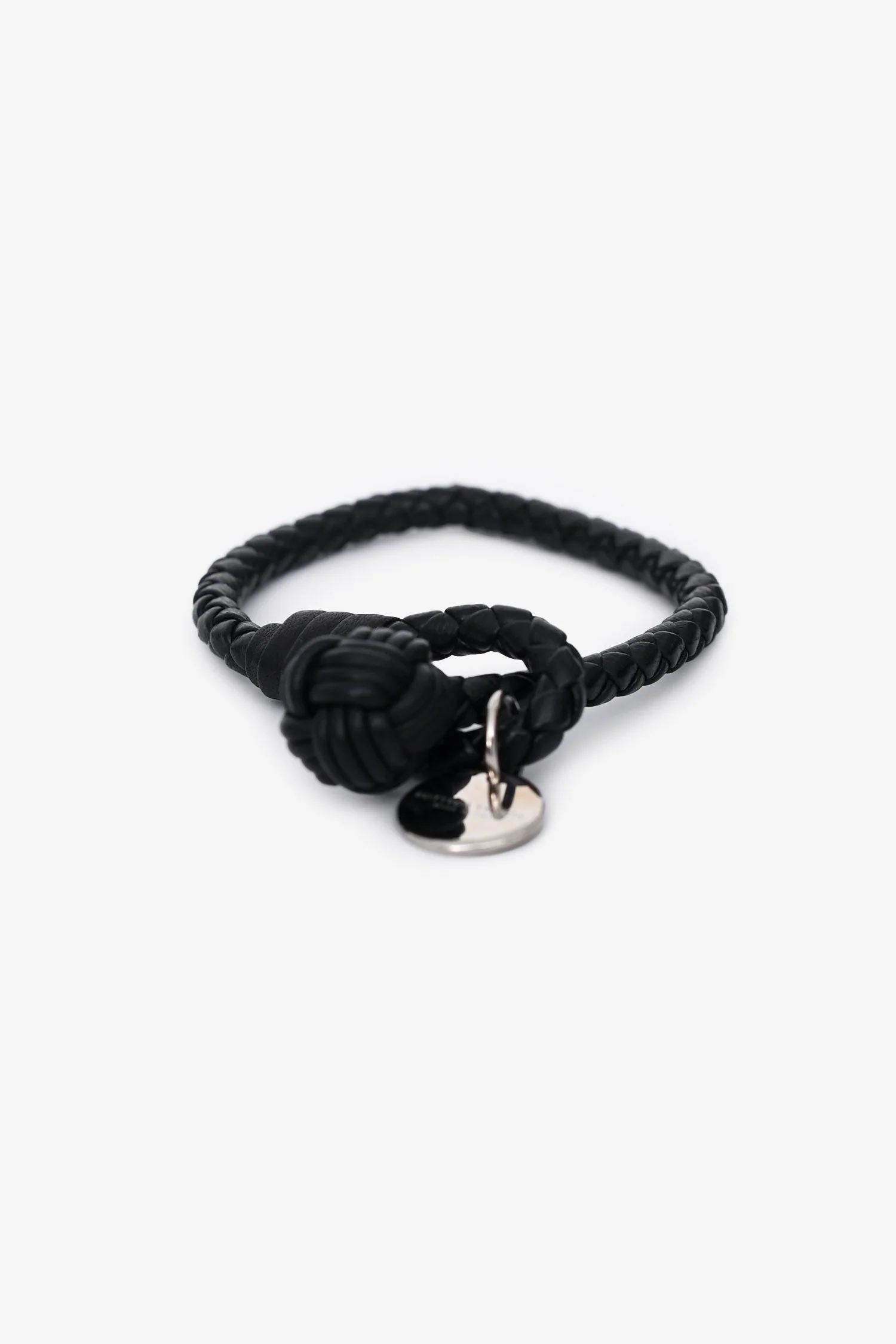Bottega Veneta Black Leather Intrecciato Knot Bracelet - Image 3