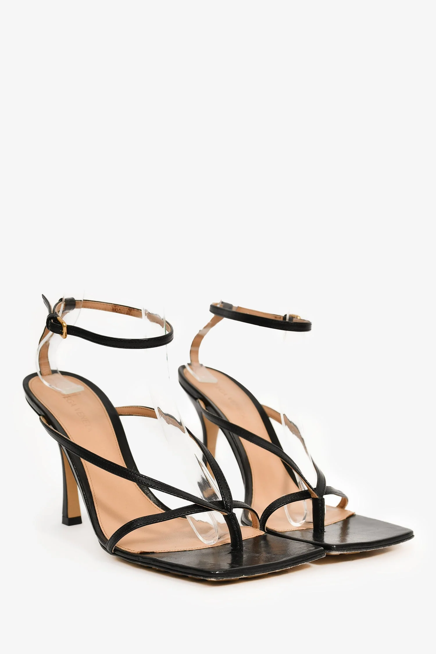 Bottega Veneta Black Leather 'Stretch Strap' Heels Size 40 - Image 2