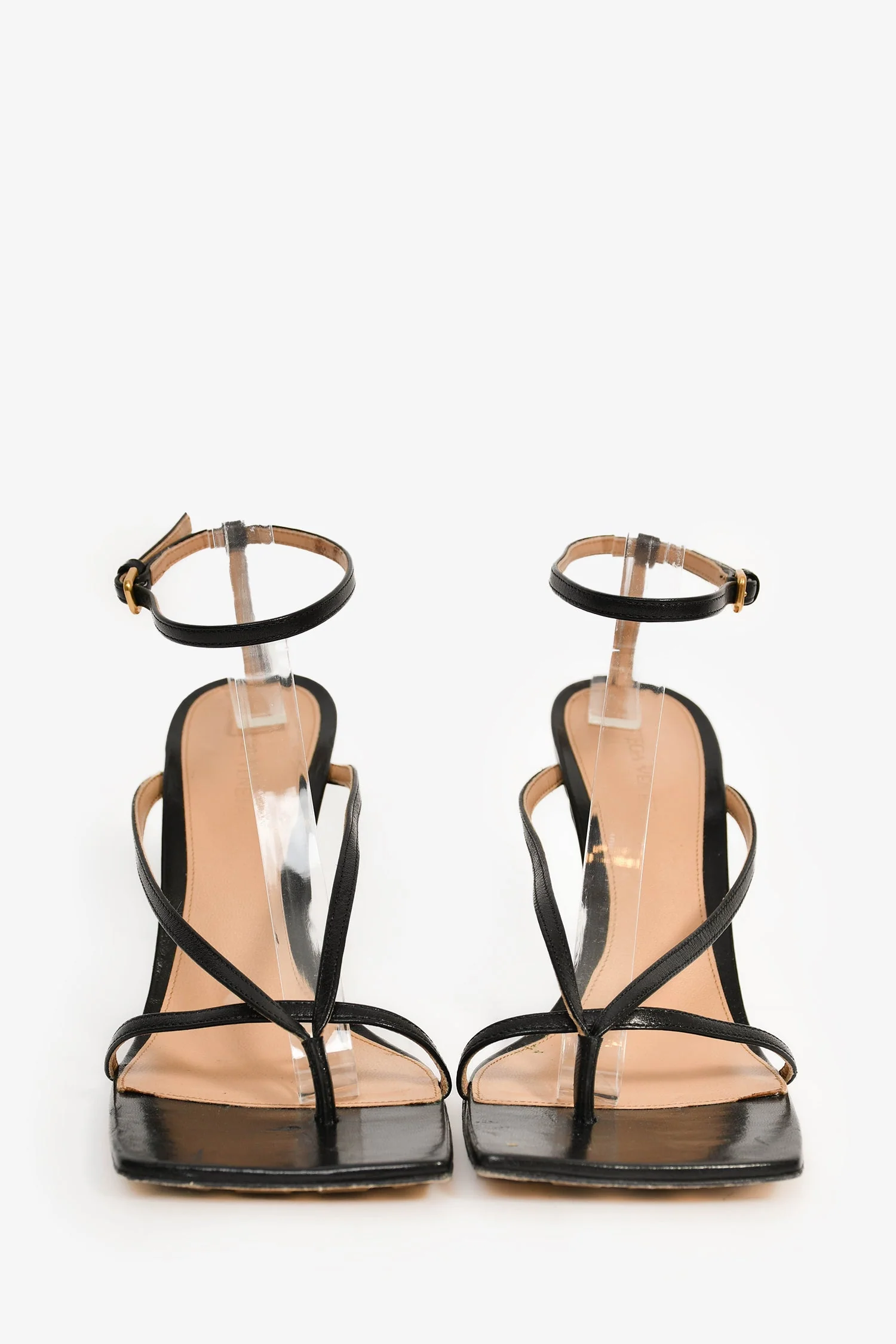 Bottega Veneta Black Leather 'Stretch Strap' Heels Size 40 - Image 3