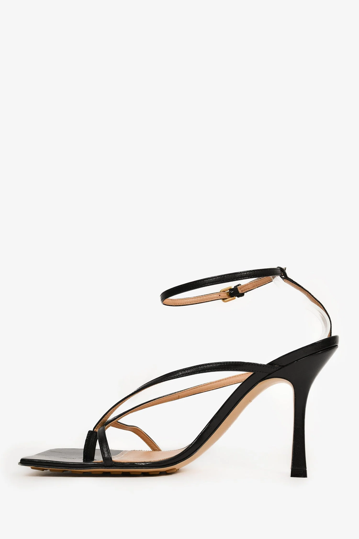 Bottega Veneta Black Leather 'Stretch Strap' Heels Size 40 - Image 4