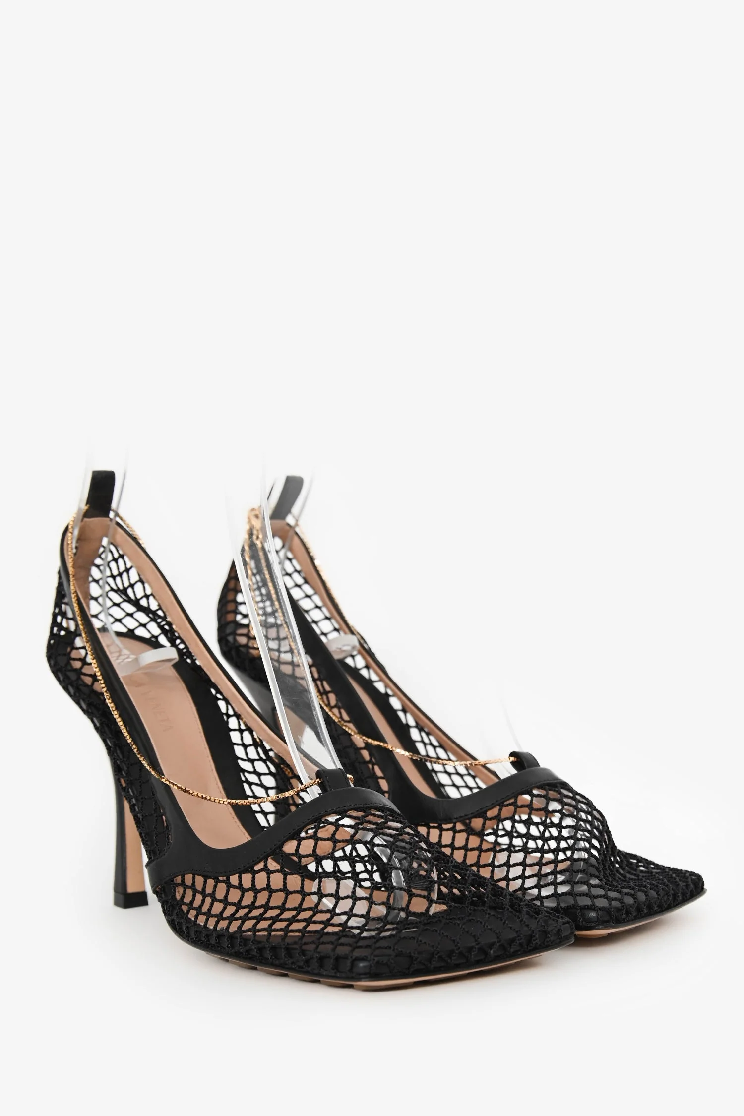 Bottega Veneta Black Mesh Square Toe Heels Size 39.5 - Image 2