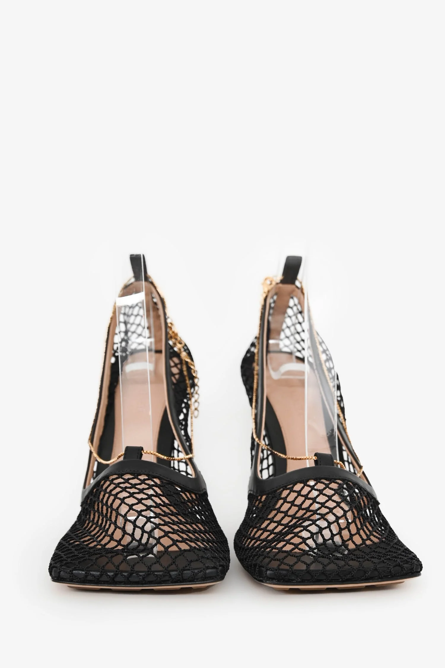 Bottega Veneta Black Mesh Square Toe Heels Size 39.5 - Image 3