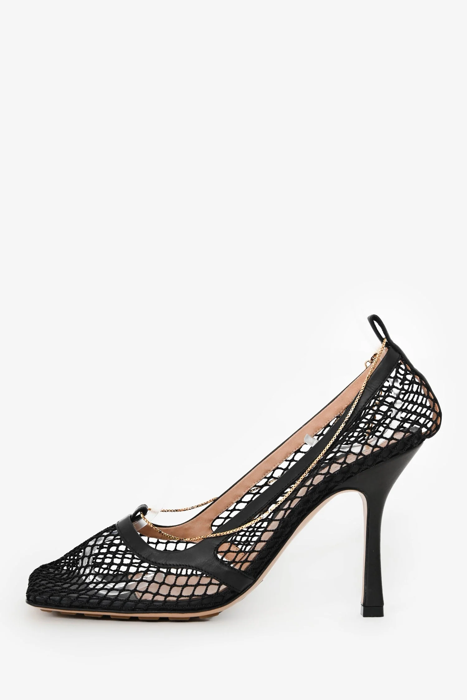 Bottega Veneta Black Mesh Square Toe Heels Size 39.5 - Image 4