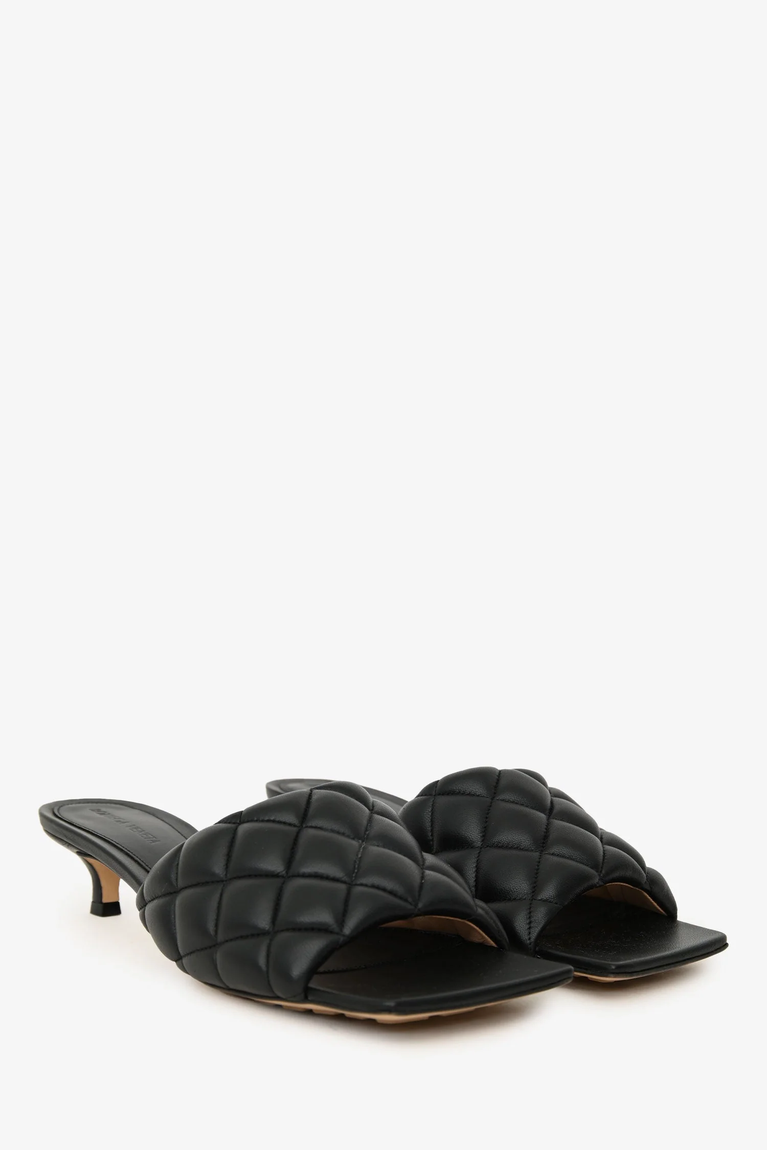 Bottega Veneta Black Quilted Puff Leather 'Lido' Kitten Heels Size 38.5 - Image 2