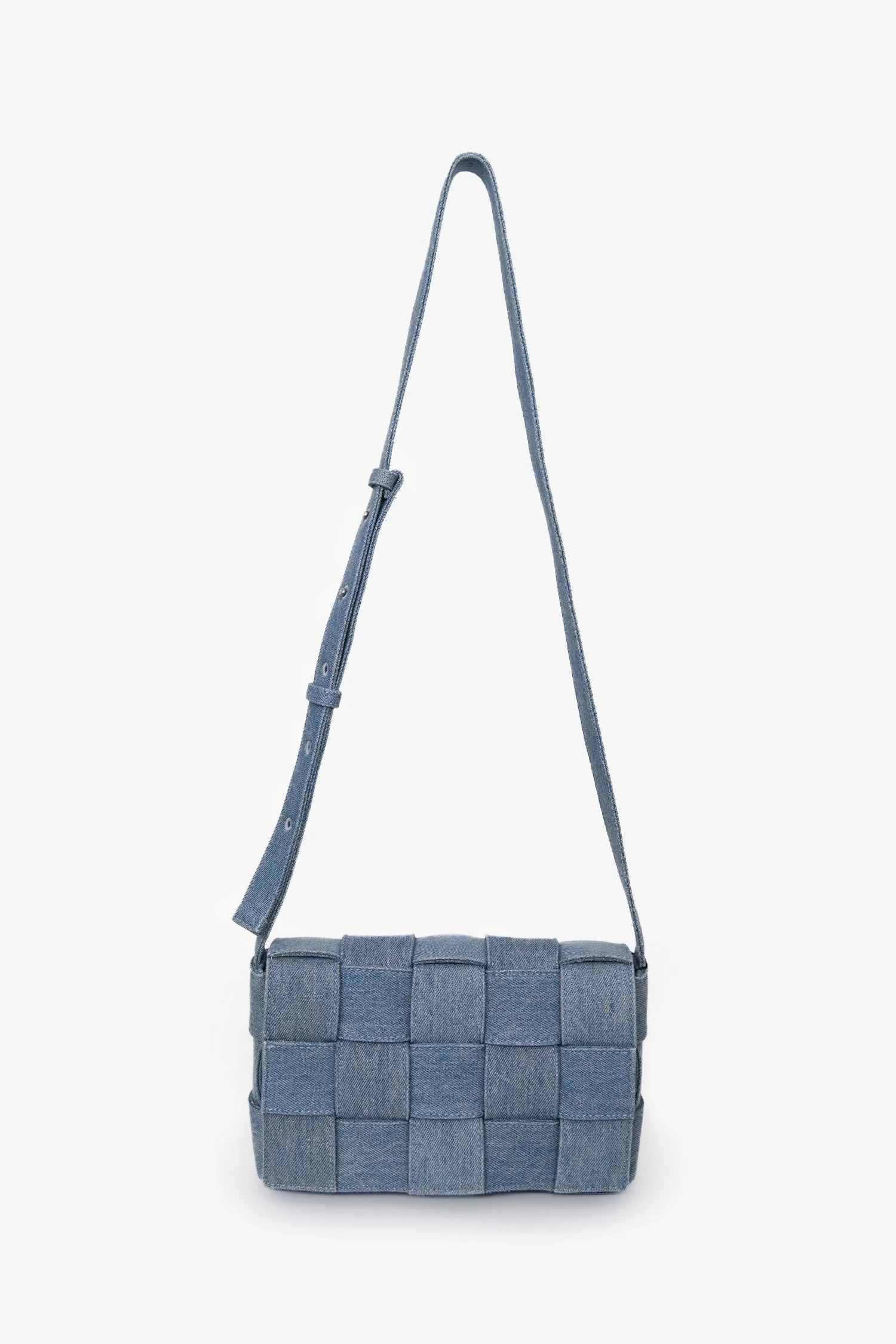 Bottega Veneta Blue Denim Intrecciato Cassette Crossbody Bag - Image 7