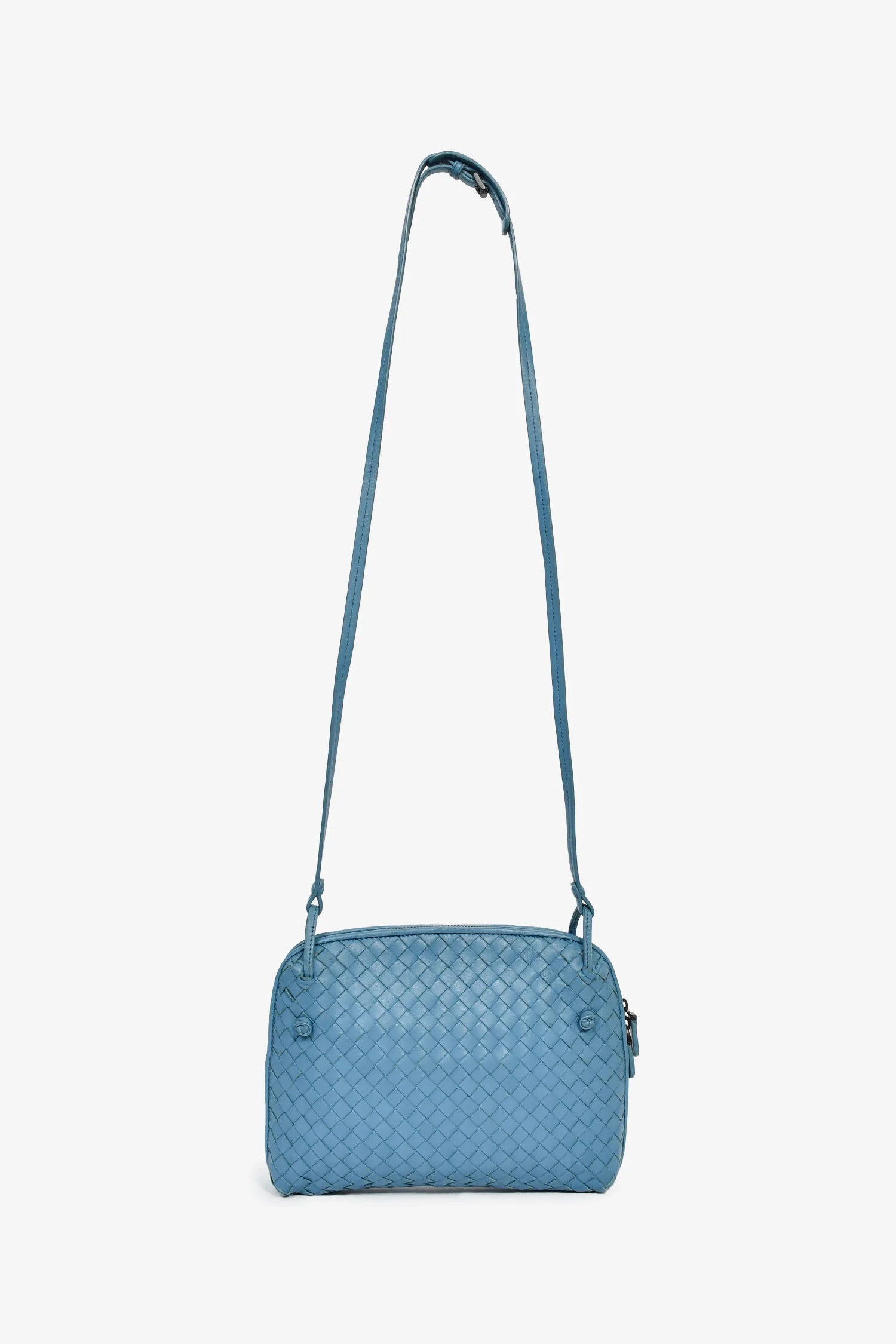 Bottega Veneta Blue Intrecciato Leather Crossbody Bag - Image 7