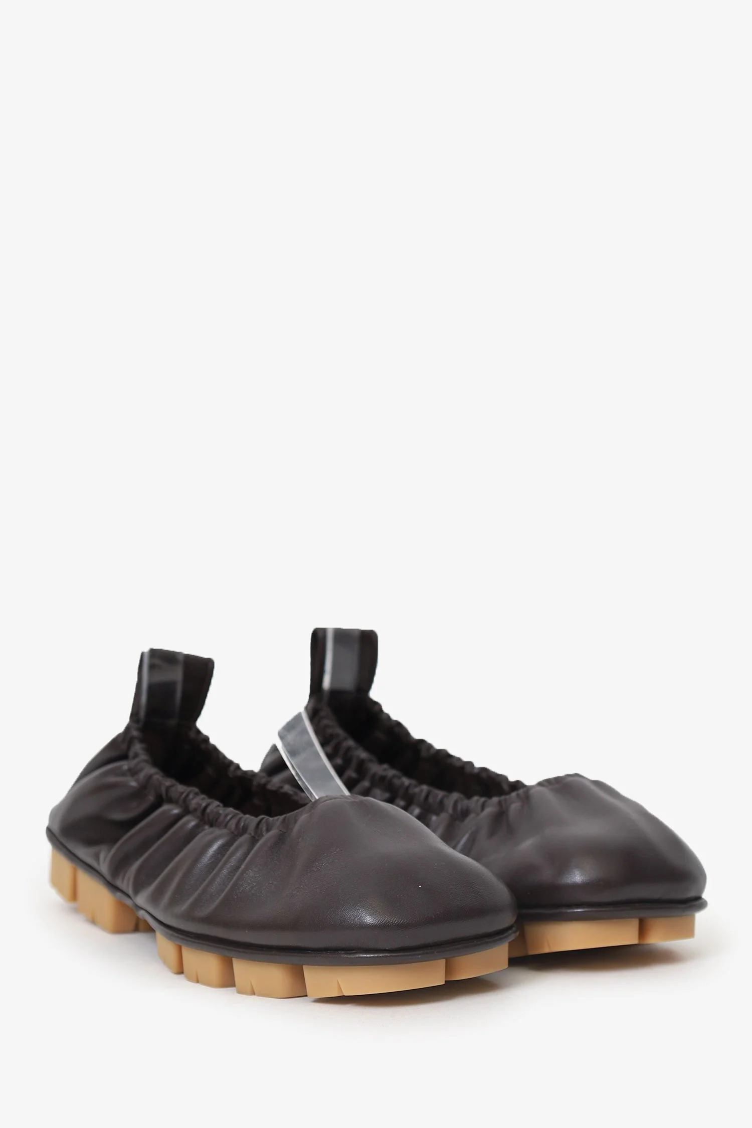 Bottega Veneta Brown Leather 'Shore Ballerina' Flats Size 36 - Image 2