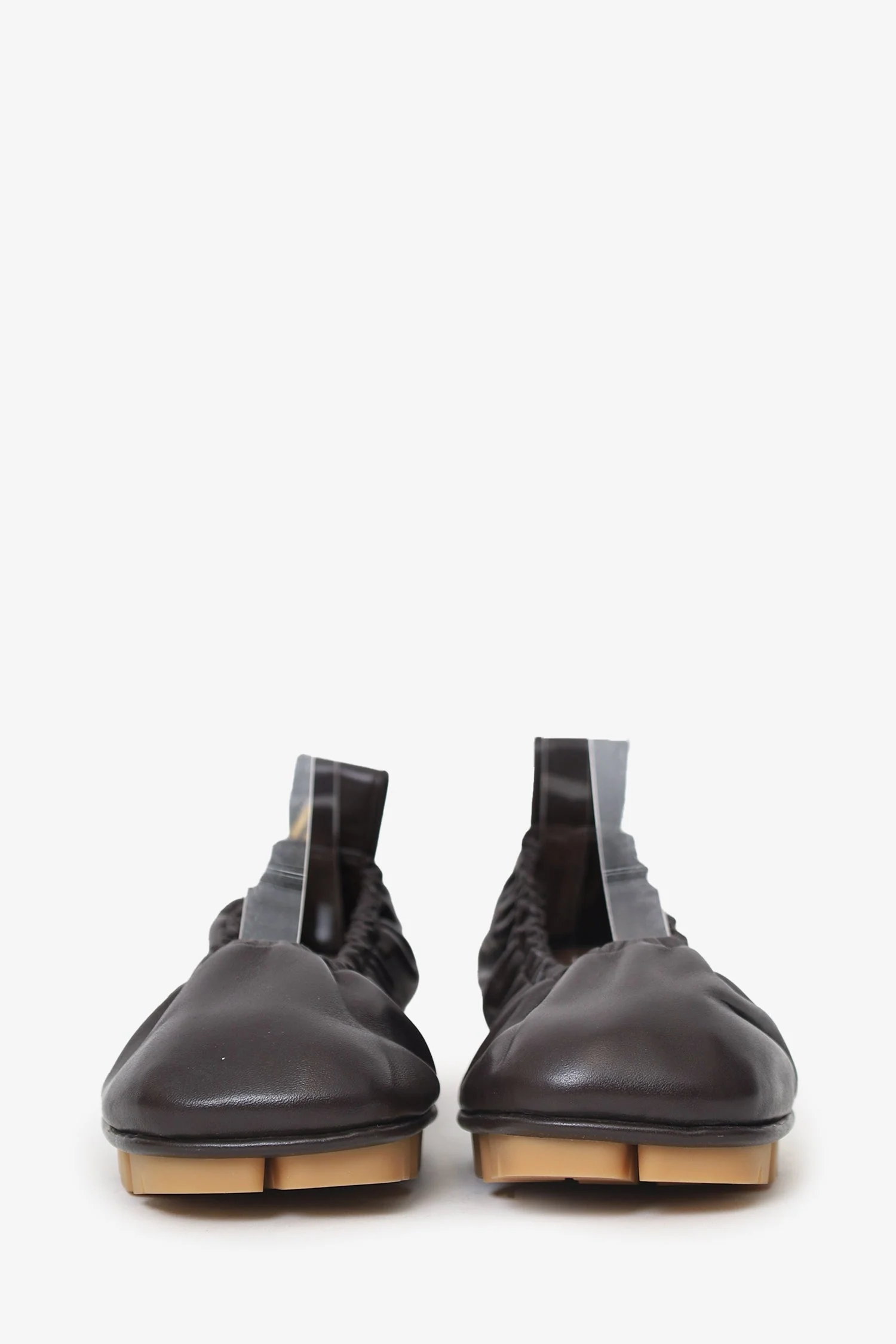 Bottega Veneta Brown Leather 'Shore Ballerina' Flats Size 36 - Image 3