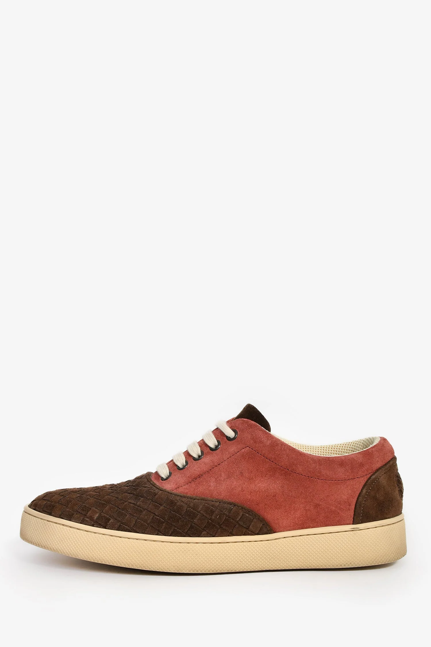Bottega Veneta Burgundy/Brown Suede Leather Intrecciato Sneakers Size 40 - Image 4