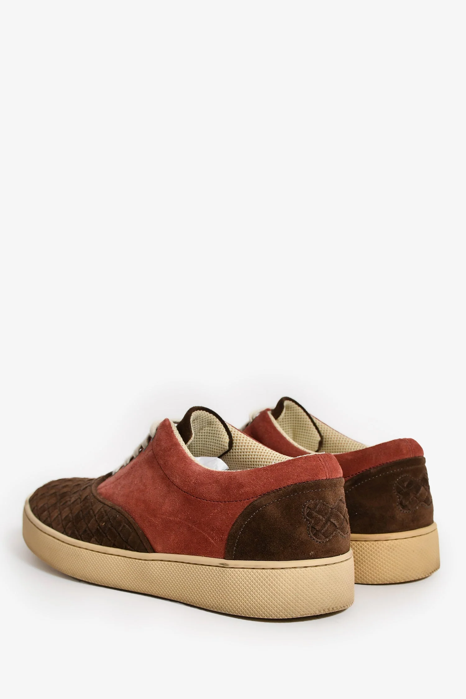 Bottega Veneta Burgundy/Brown Suede Leather Intrecciato Sneakers Size 40 - Image 5