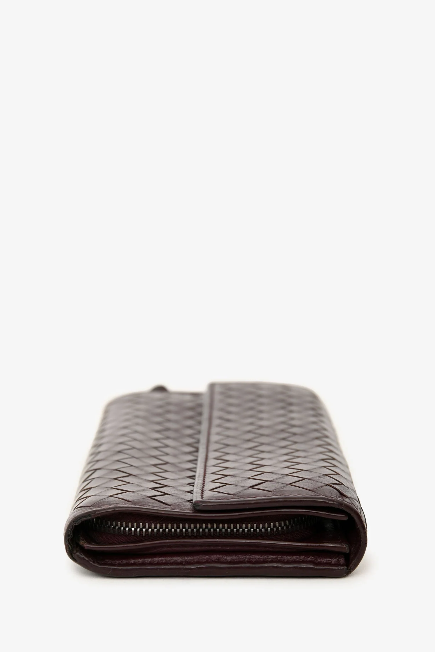 Bottega Veneta Burgundy Leather Intrecciato Long Wallet - Image 4