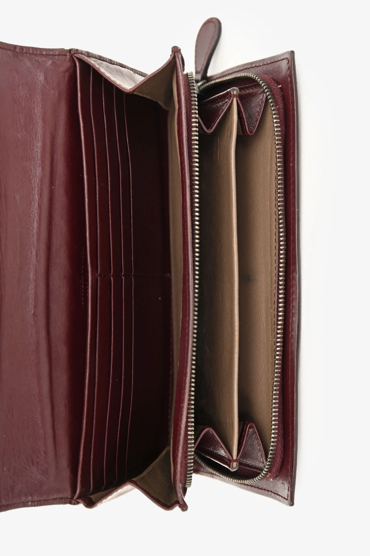 Bottega Veneta Burgundy Leather Intrecciato Long Wallet - Image 6