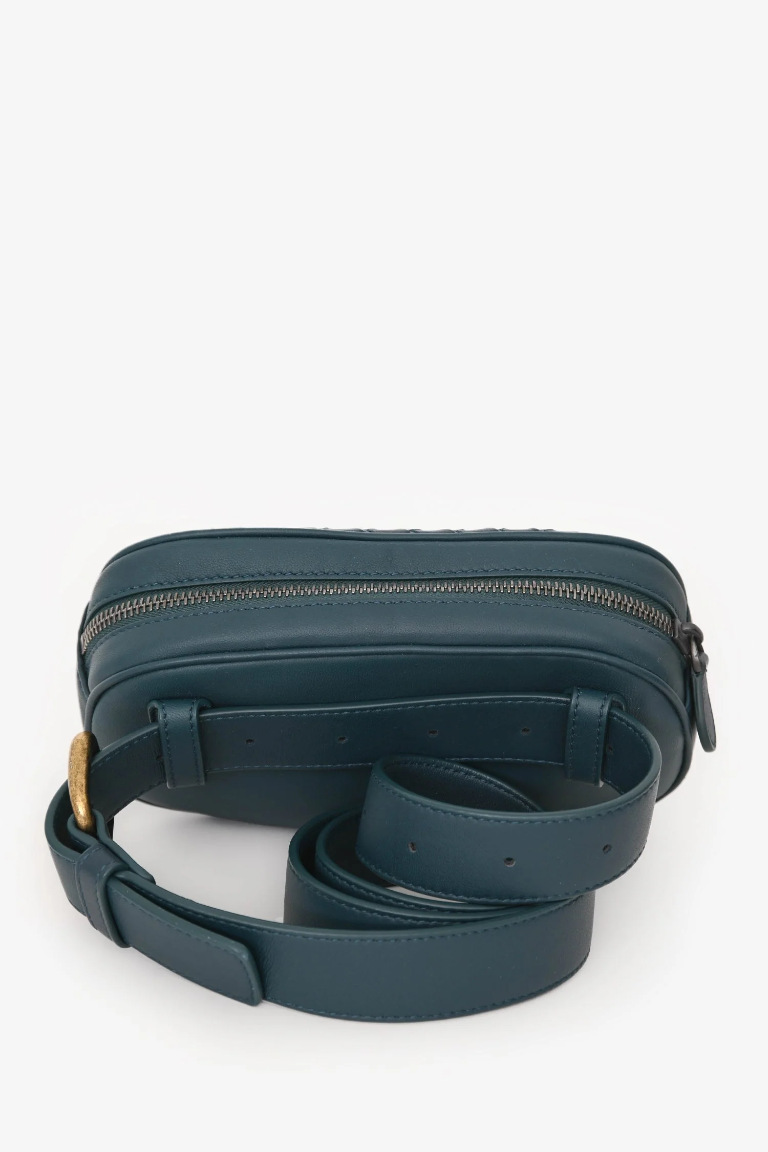 Bottega Veneta Deep Teal Leather Intrecciato Belt Bag - Image 6