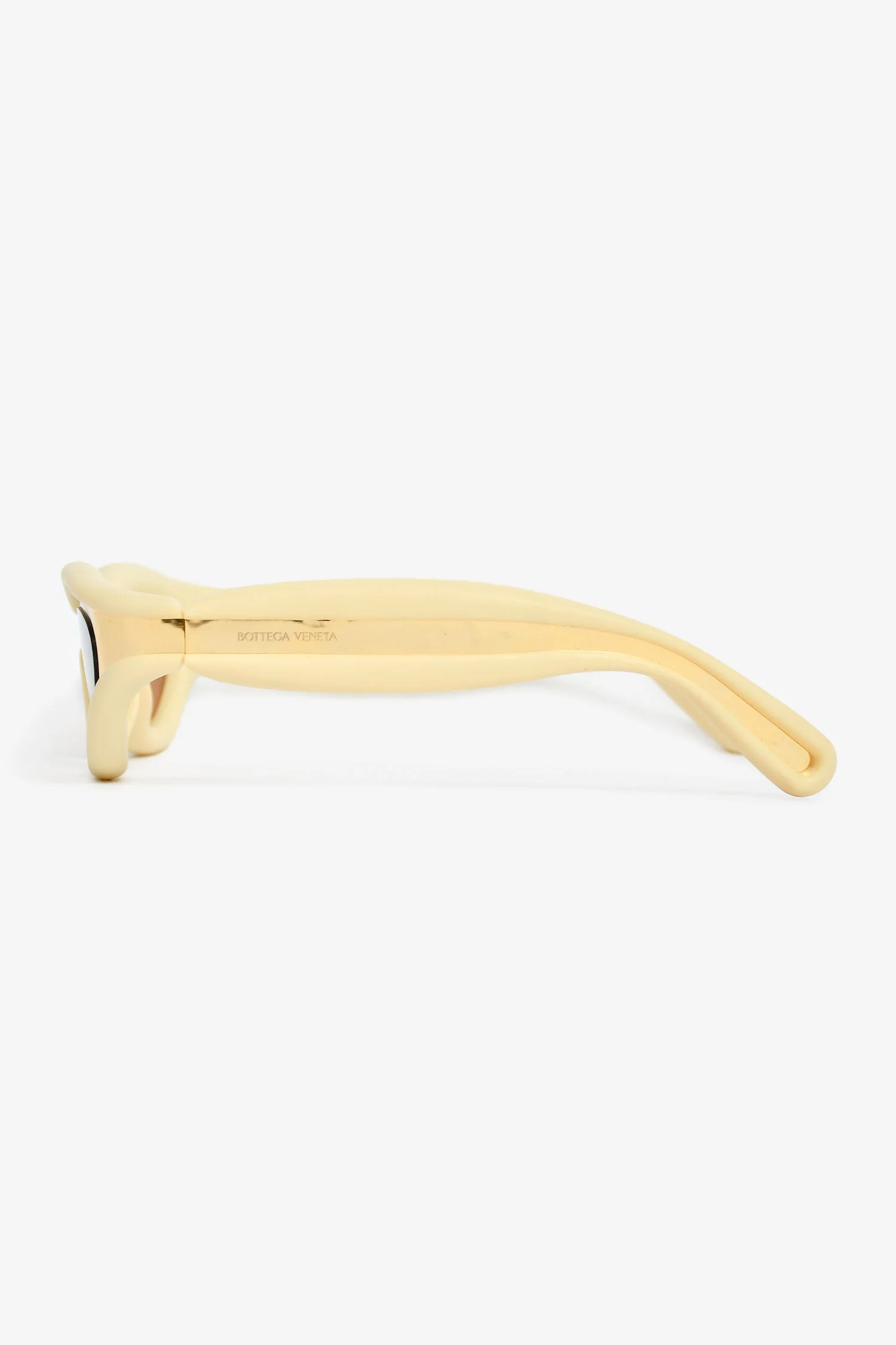 Bottega Veneta Gold Tone/Cream Rubber Oval Sunglasses - Image 3