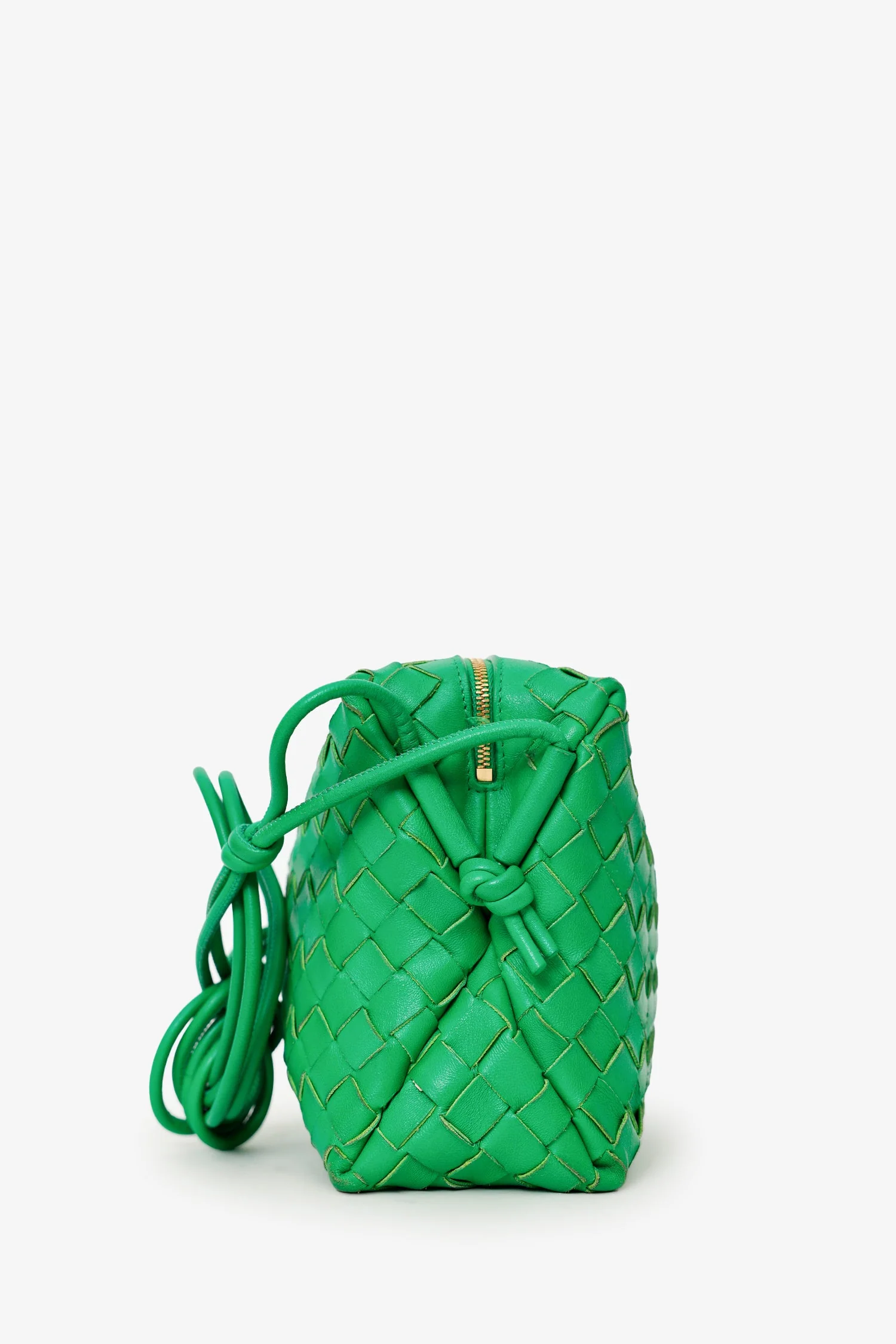 Bottega Veneta Green Leather Intrecciato Mini Loop Crossbody Bag - Image 2
