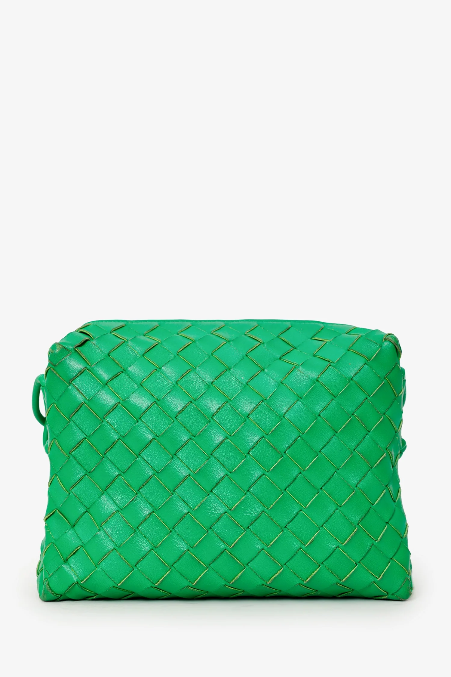 Bottega Veneta Green Leather Intrecciato Mini Loop Crossbody Bag - Image 3