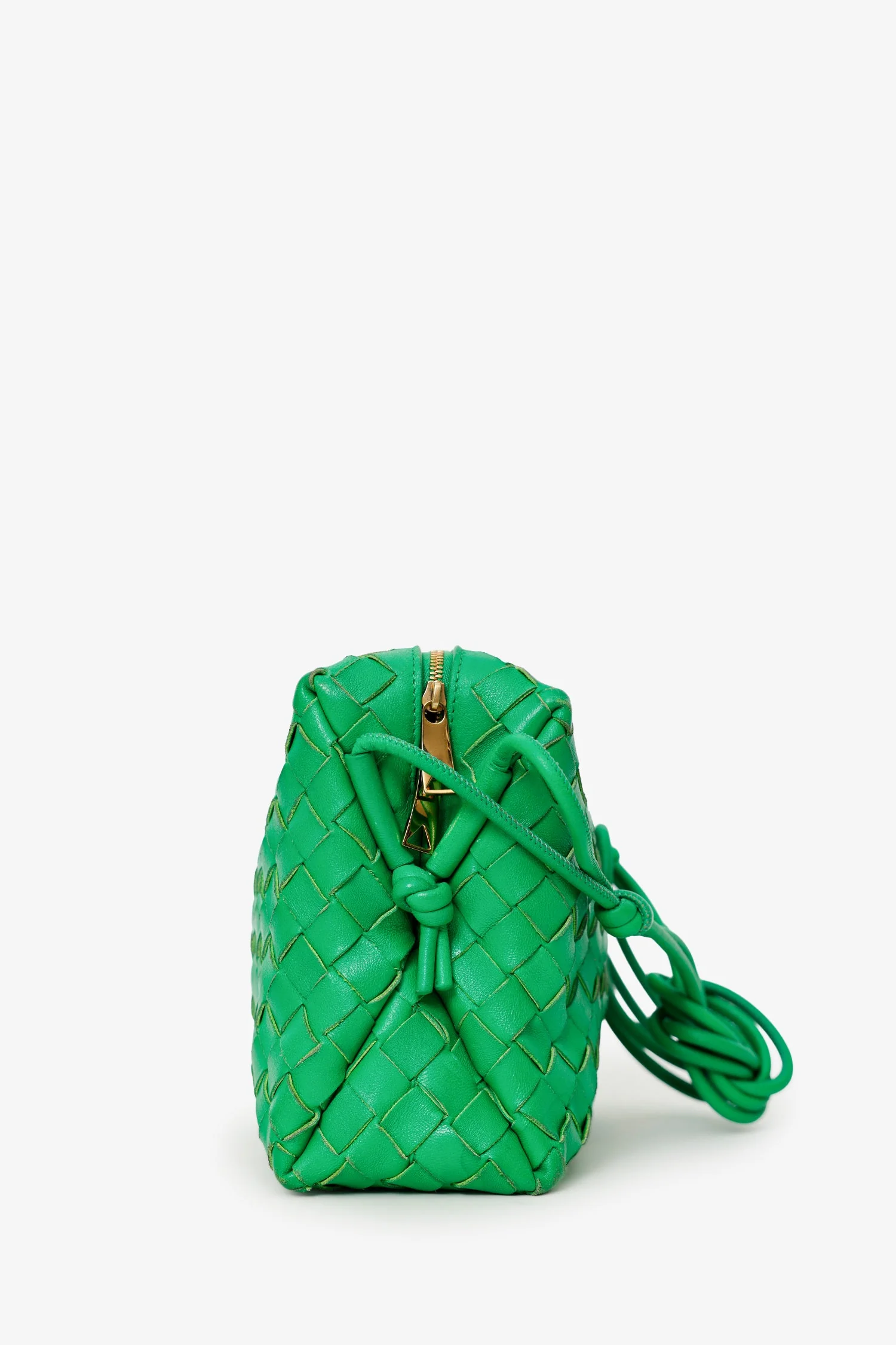 Bottega Veneta Green Leather Intrecciato Mini Loop Crossbody Bag - Image 4