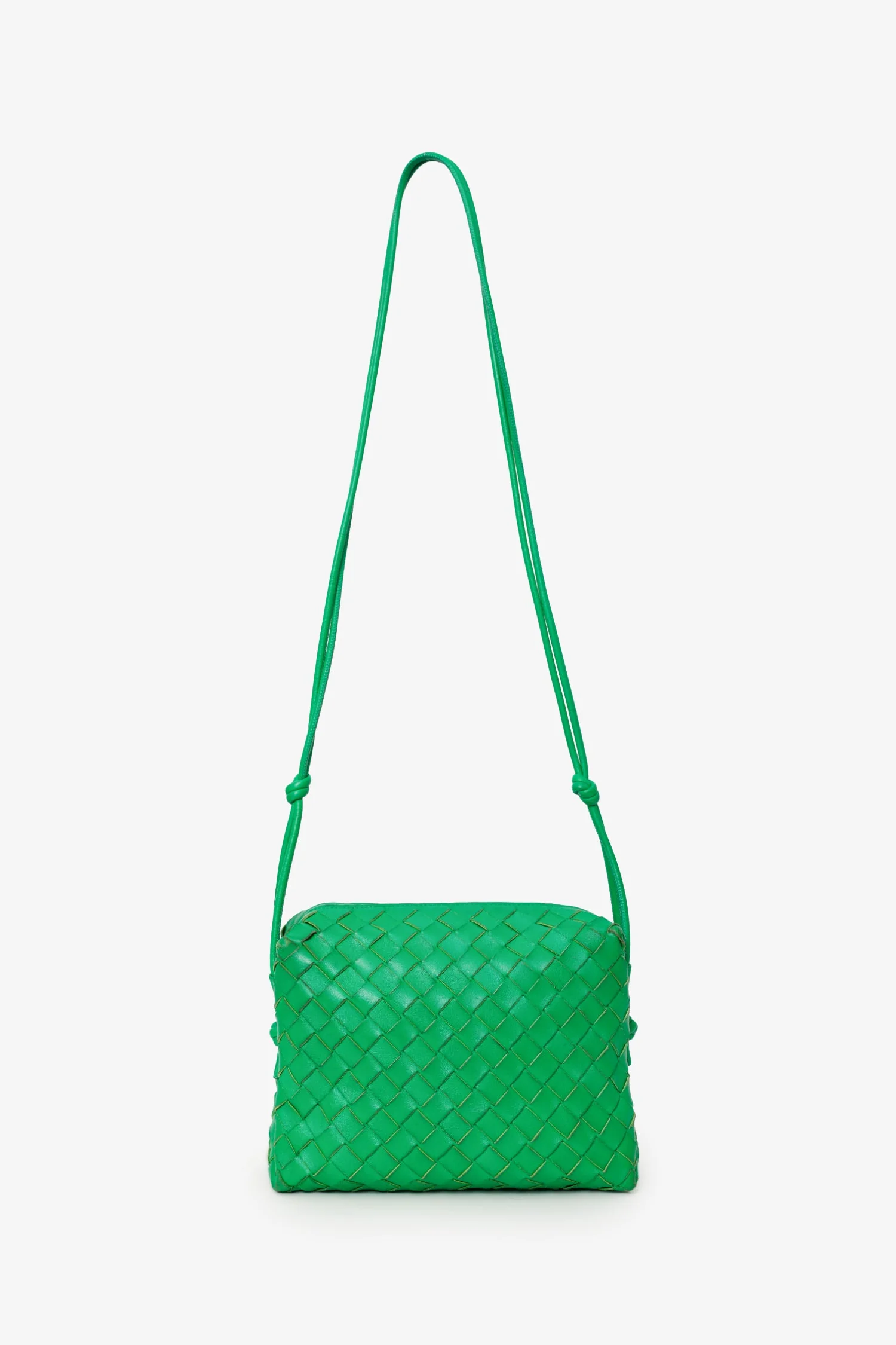 Bottega Veneta Green Leather Intrecciato Mini Loop Crossbody Bag - Image 6