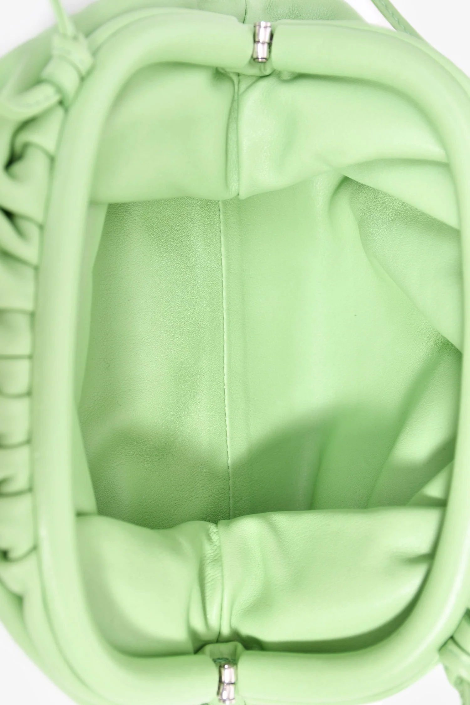 Bottega Veneta Green Leather Mini Pouch - Image 7