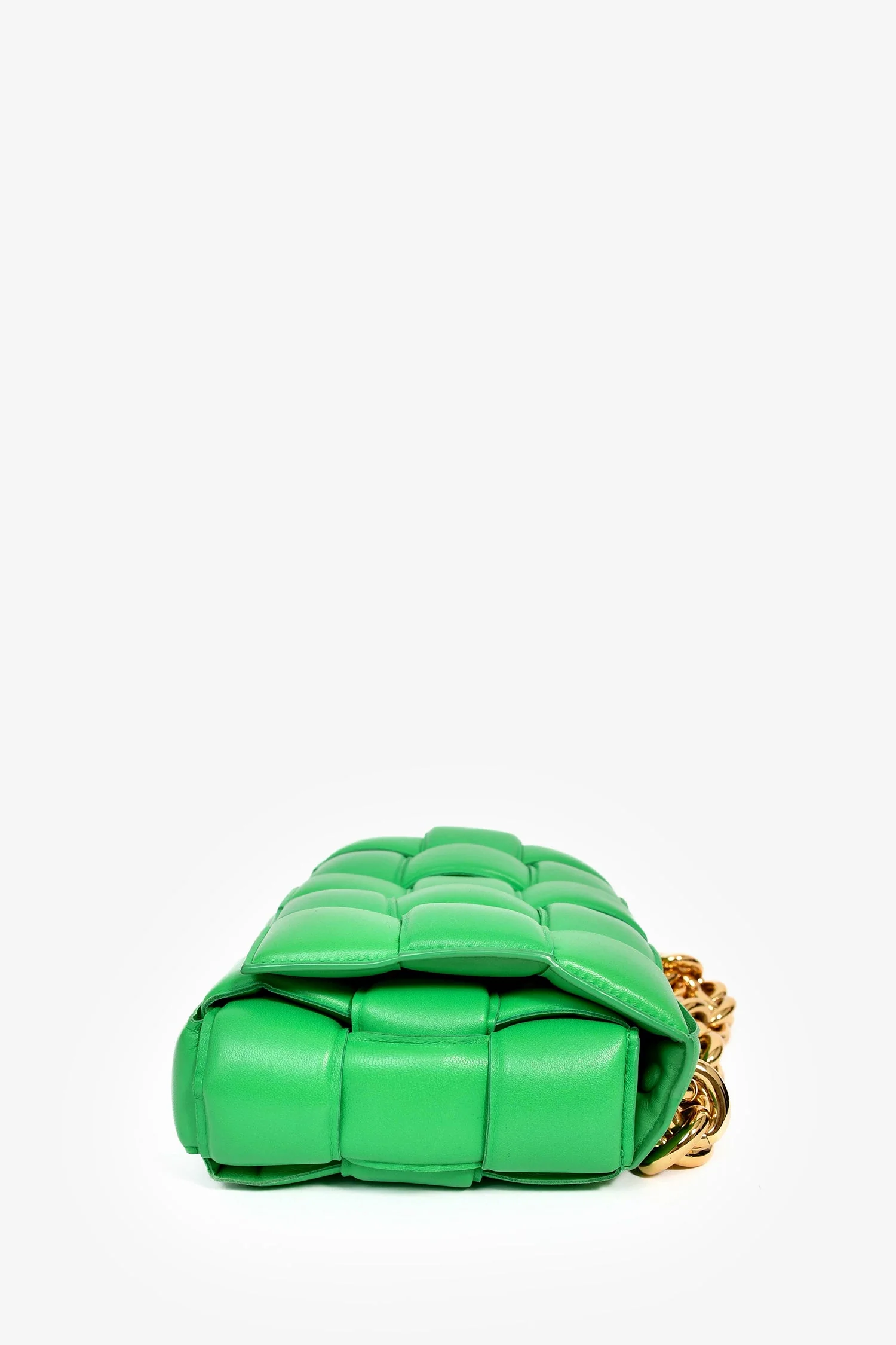 Bottega Veneta Green Leather Padded Cassette on Chain - Image 3
