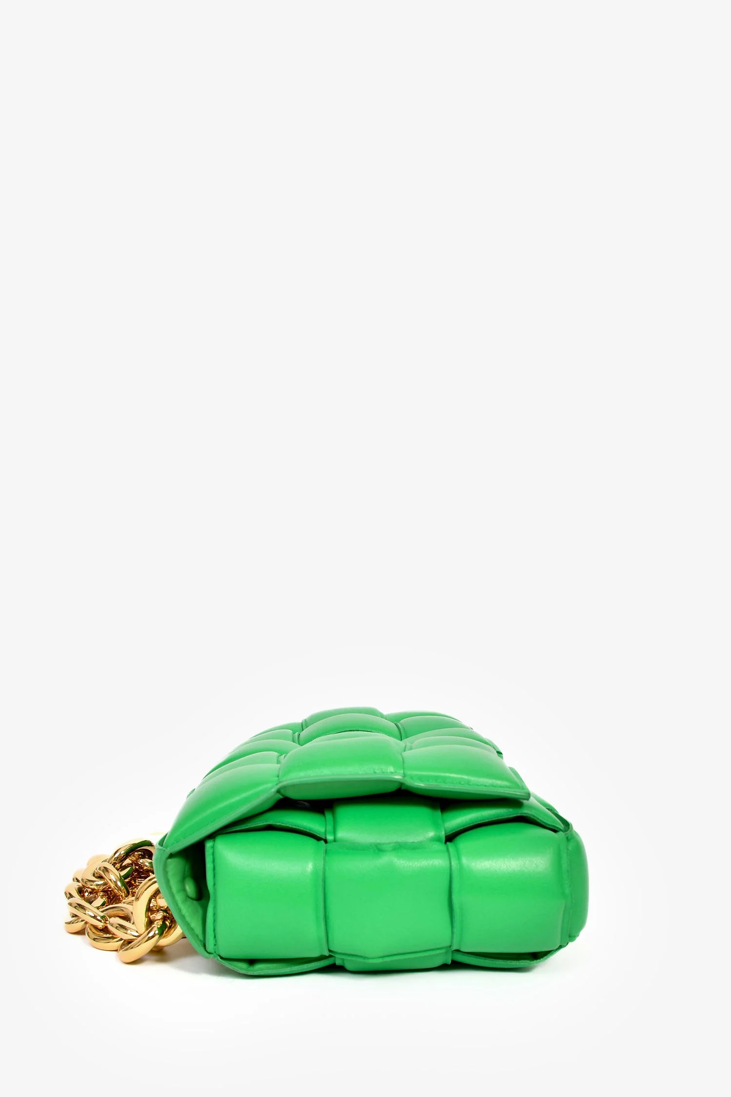 Bottega Veneta Green Leather Padded Cassette on Chain - Image 5