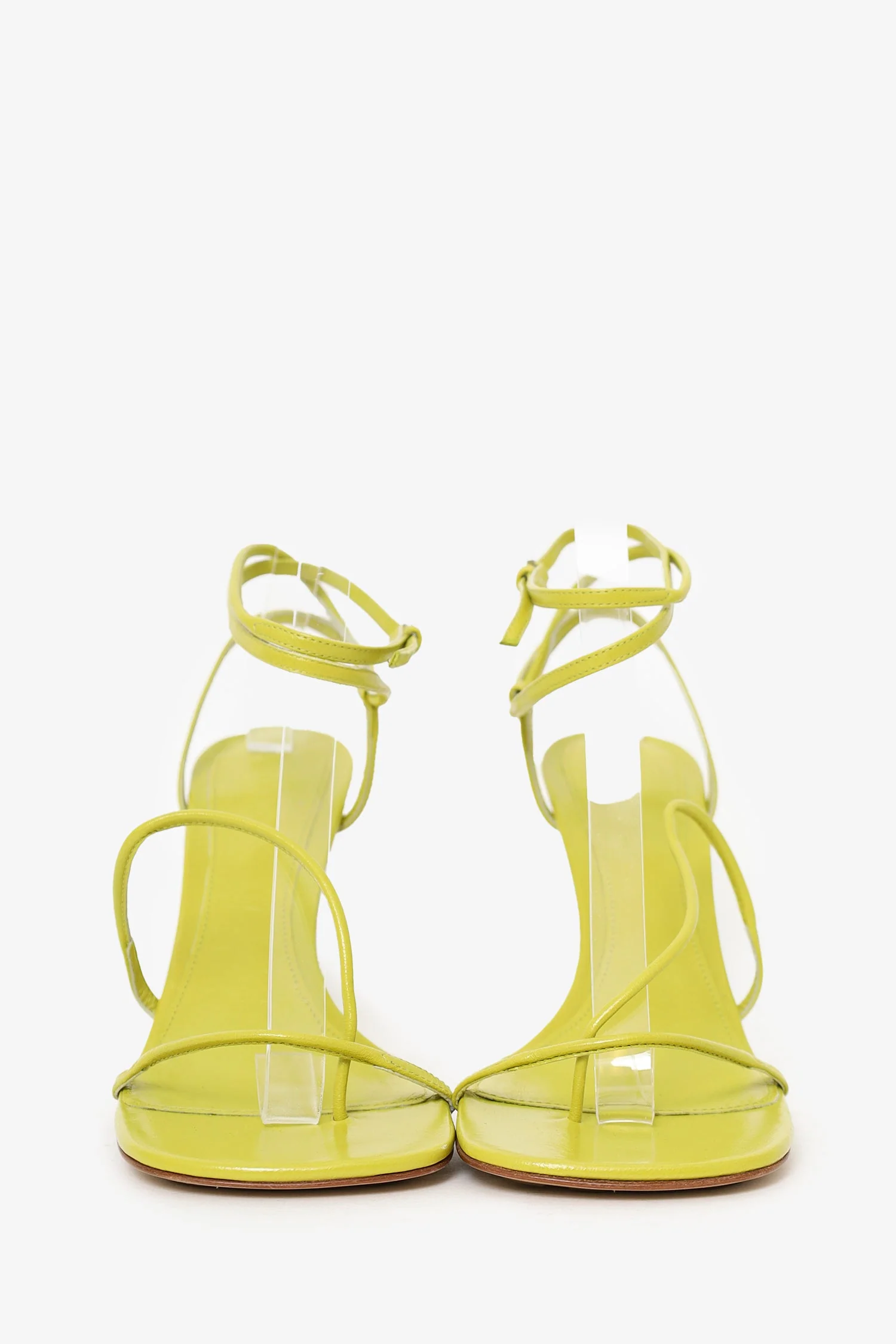Bottega Veneta Green Leather Strappy Heels Size 38.5 - Image 3