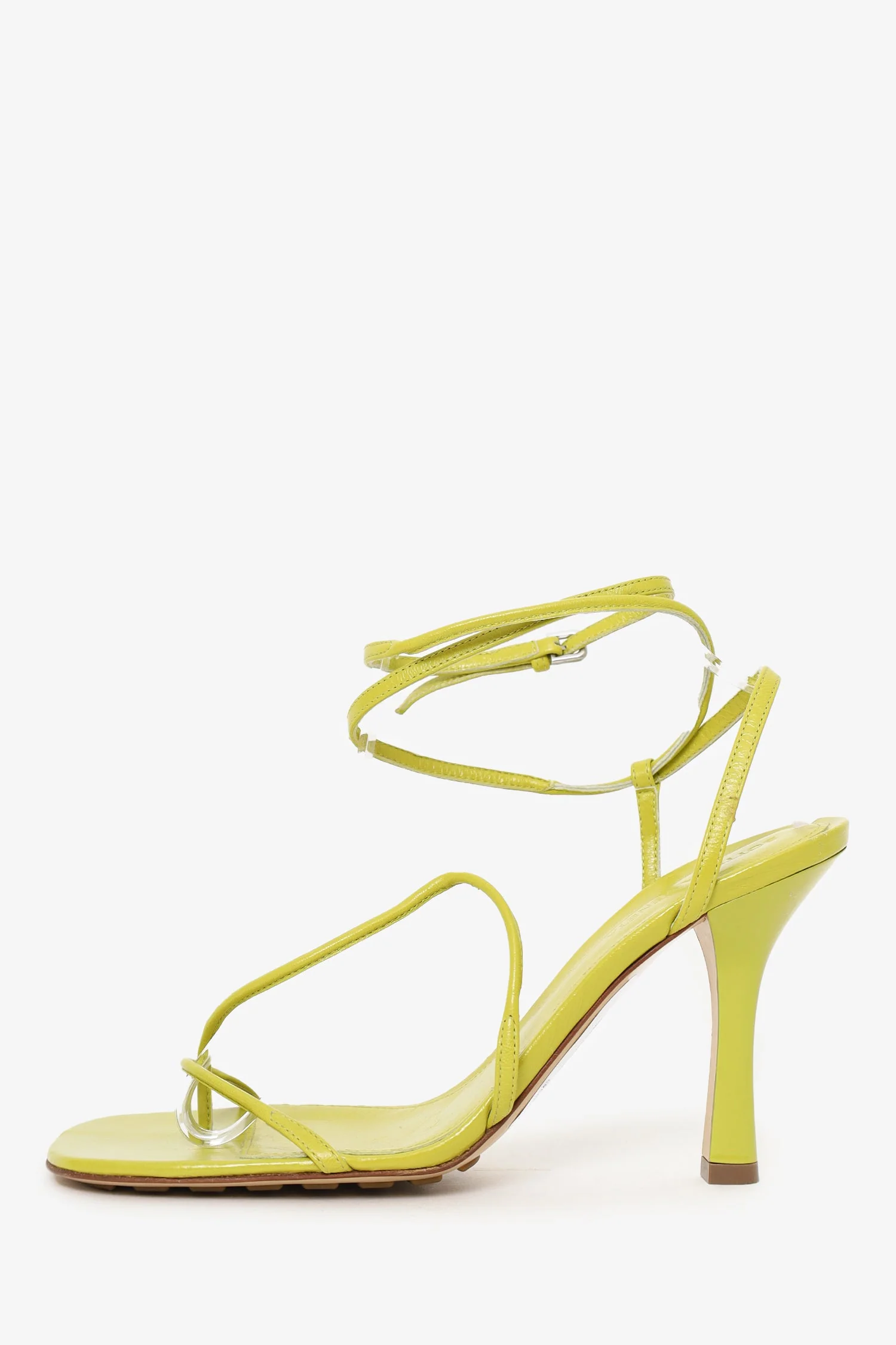 Bottega Veneta Green Leather Strappy Heels Size 38.5 - Image 4