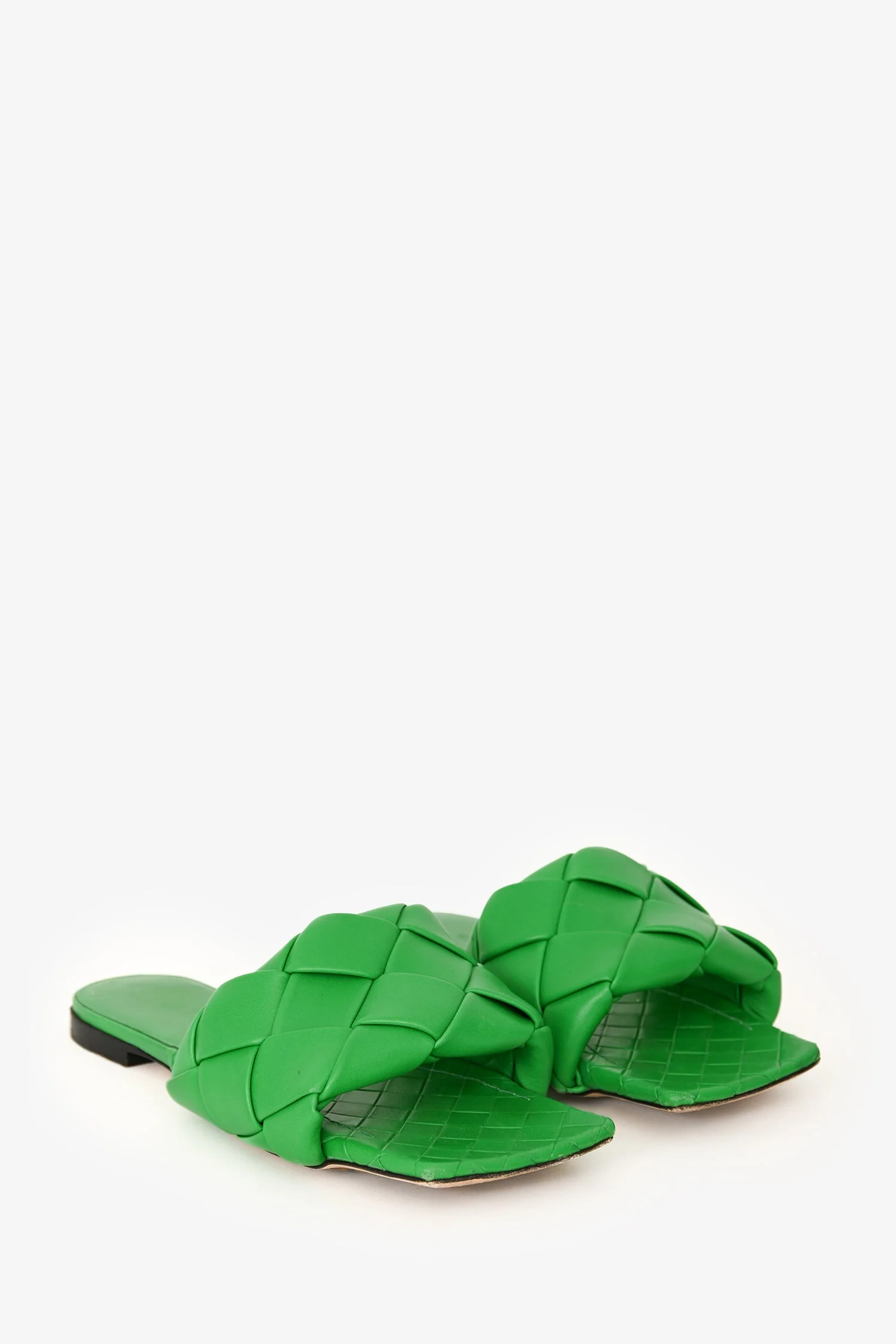 Bottega Veneta Green Maxi Intrecciato Leather Sandals Size 40 - Image 2