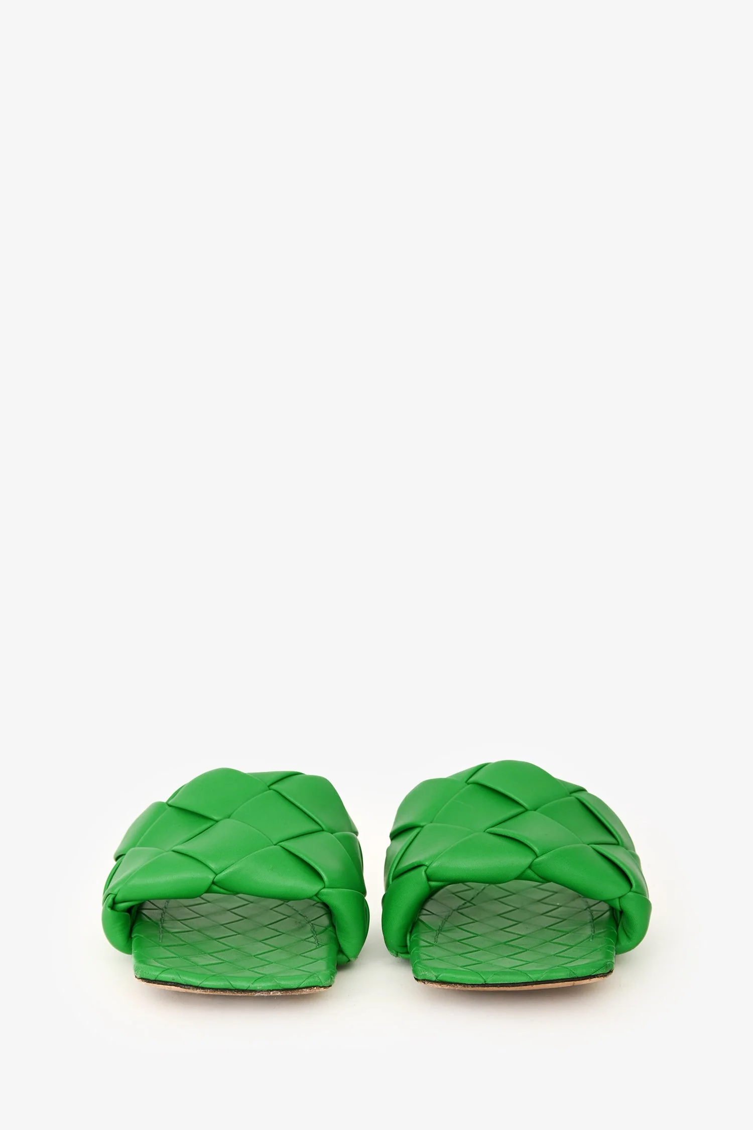 Bottega Veneta Green Maxi Intrecciato Leather Sandals Size 40 - Image 3