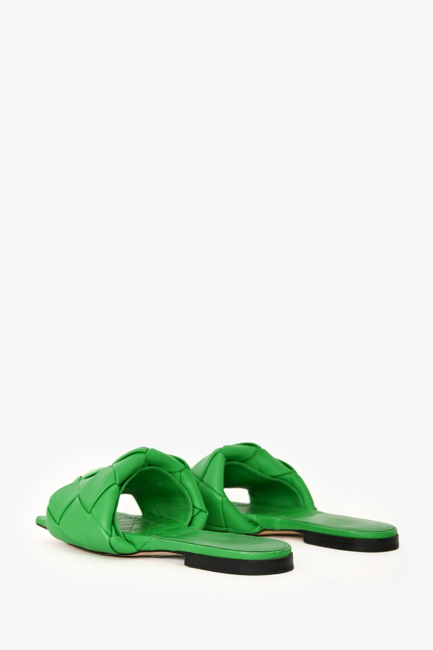 Bottega Veneta Green Maxi Intrecciato Leather Sandals Size 40 - Image 4