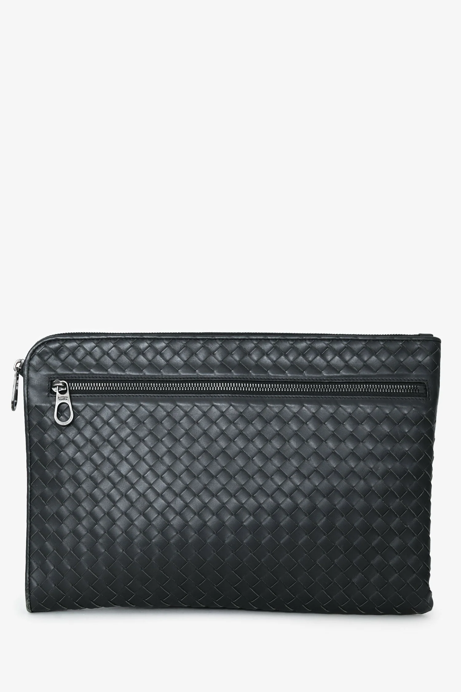Bottega Veneta Grey Intrecciato Leather Laptop Case - Image 2