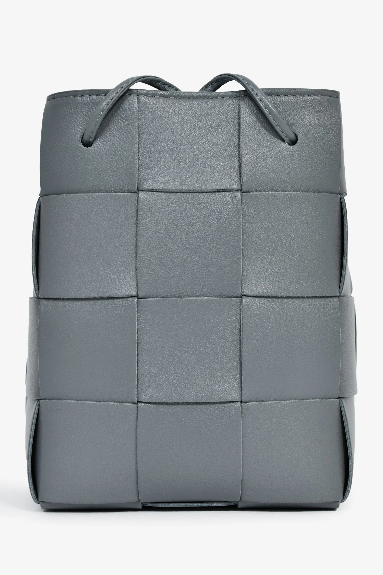 Bottega Veneta Grey Lambskin Cassette Mini Bucket Bag - Image 3
