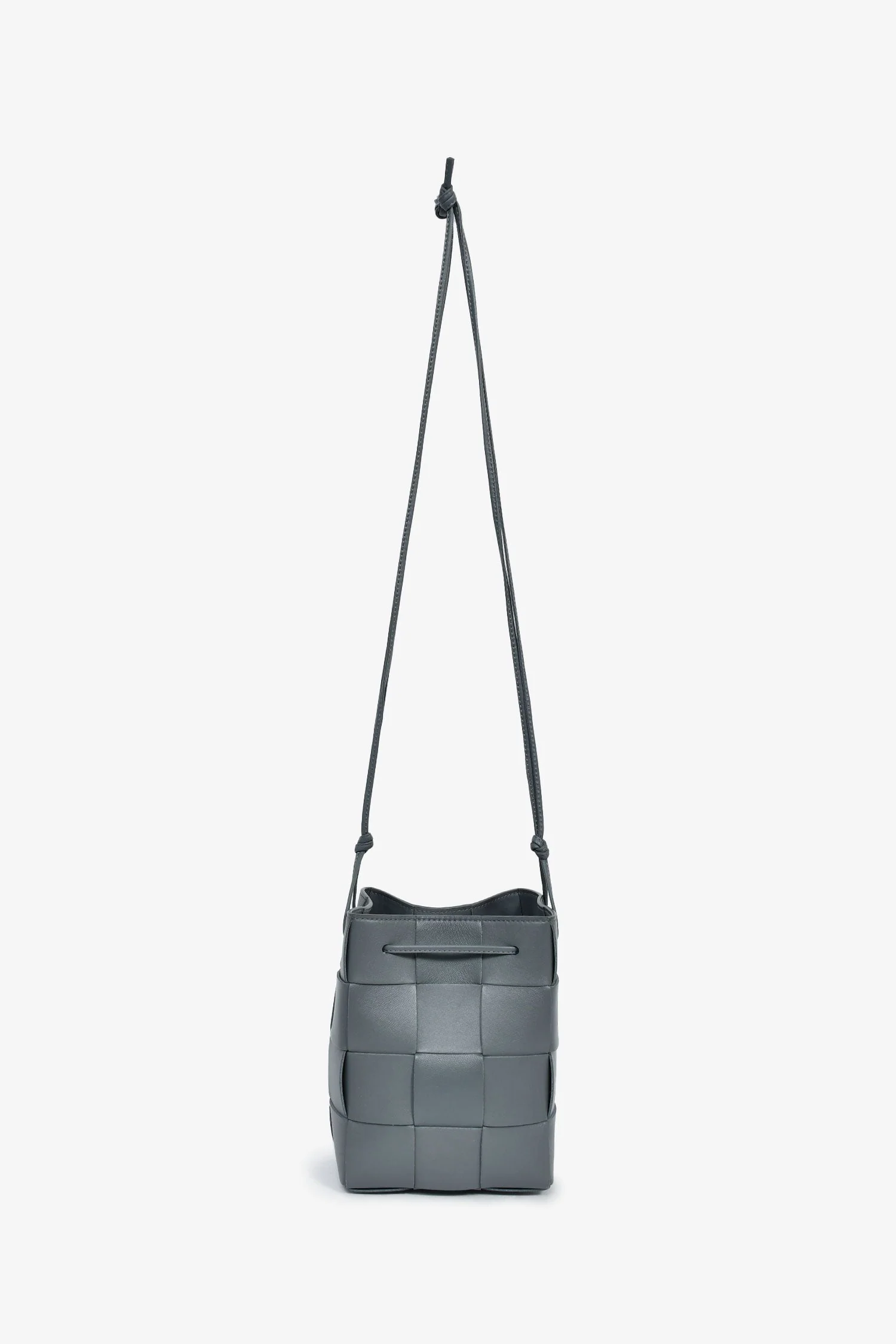 Bottega Veneta Grey Lambskin Cassette Mini Bucket Bag - Image 6