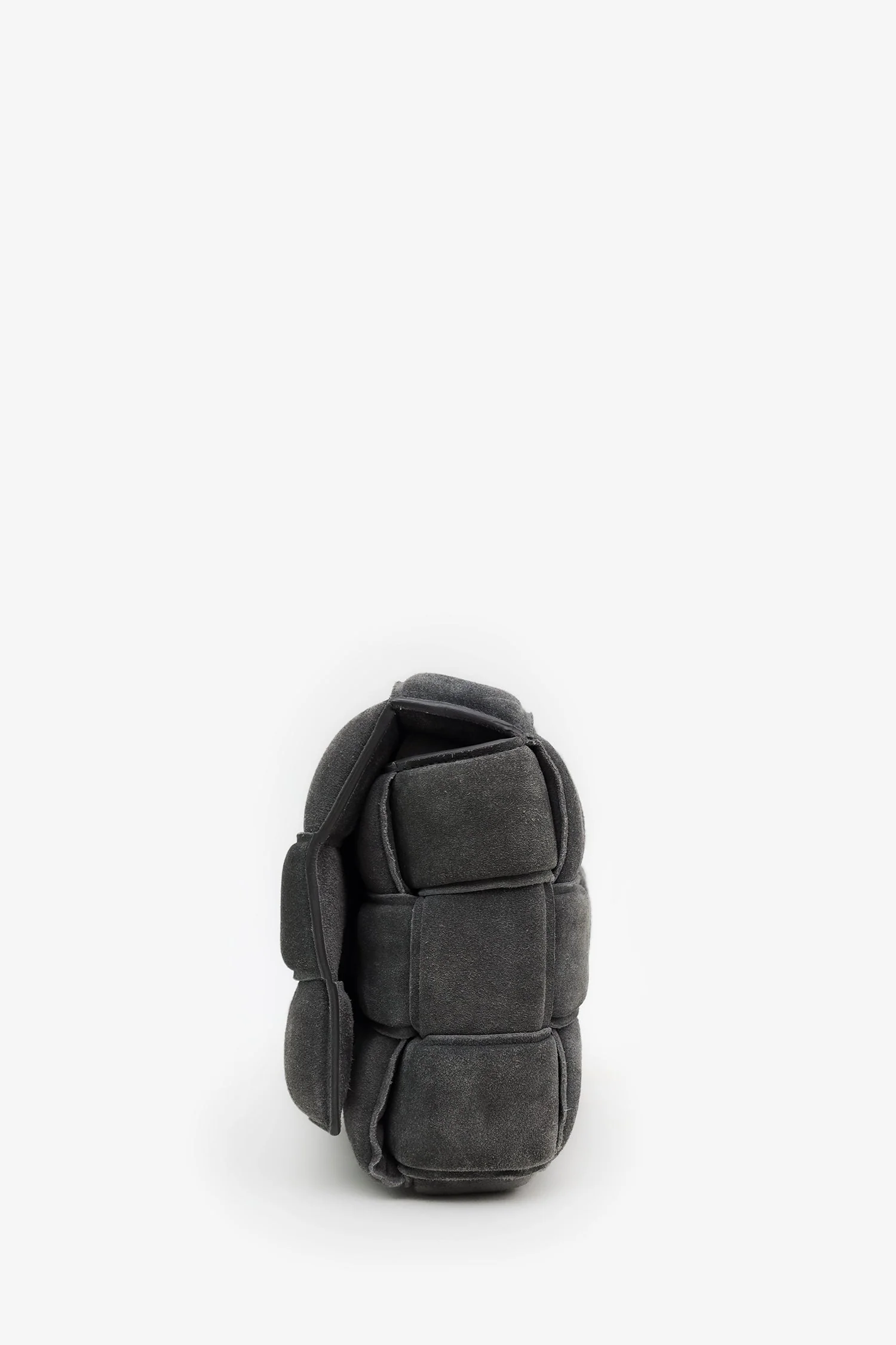 Bottega Veneta Grey Suede Padded Cassette Crossbody Bag - Image 4