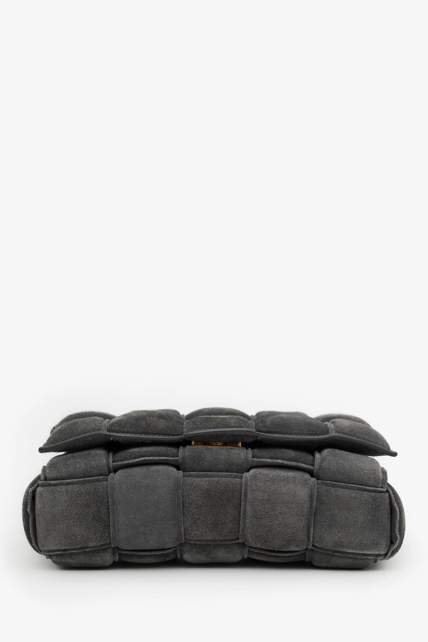 Bottega Veneta Grey Suede Padded Cassette Crossbody Bag - Image 5
