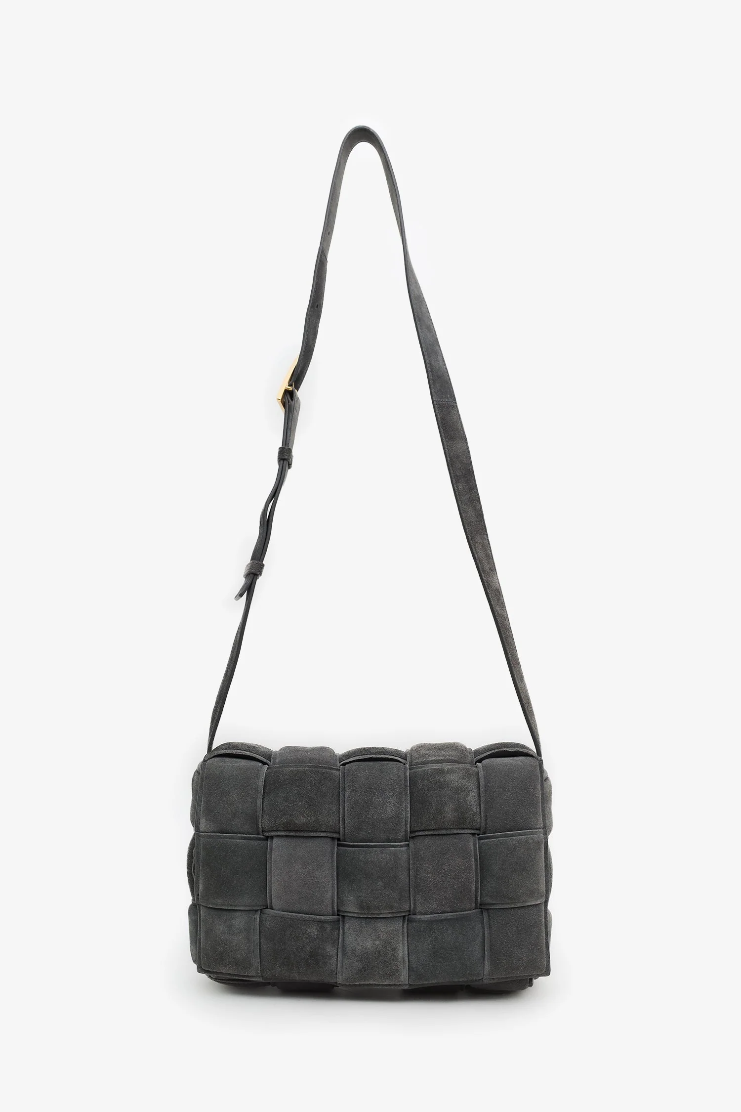 Bottega Veneta Grey Suede Padded Cassette Crossbody Bag - Image 7