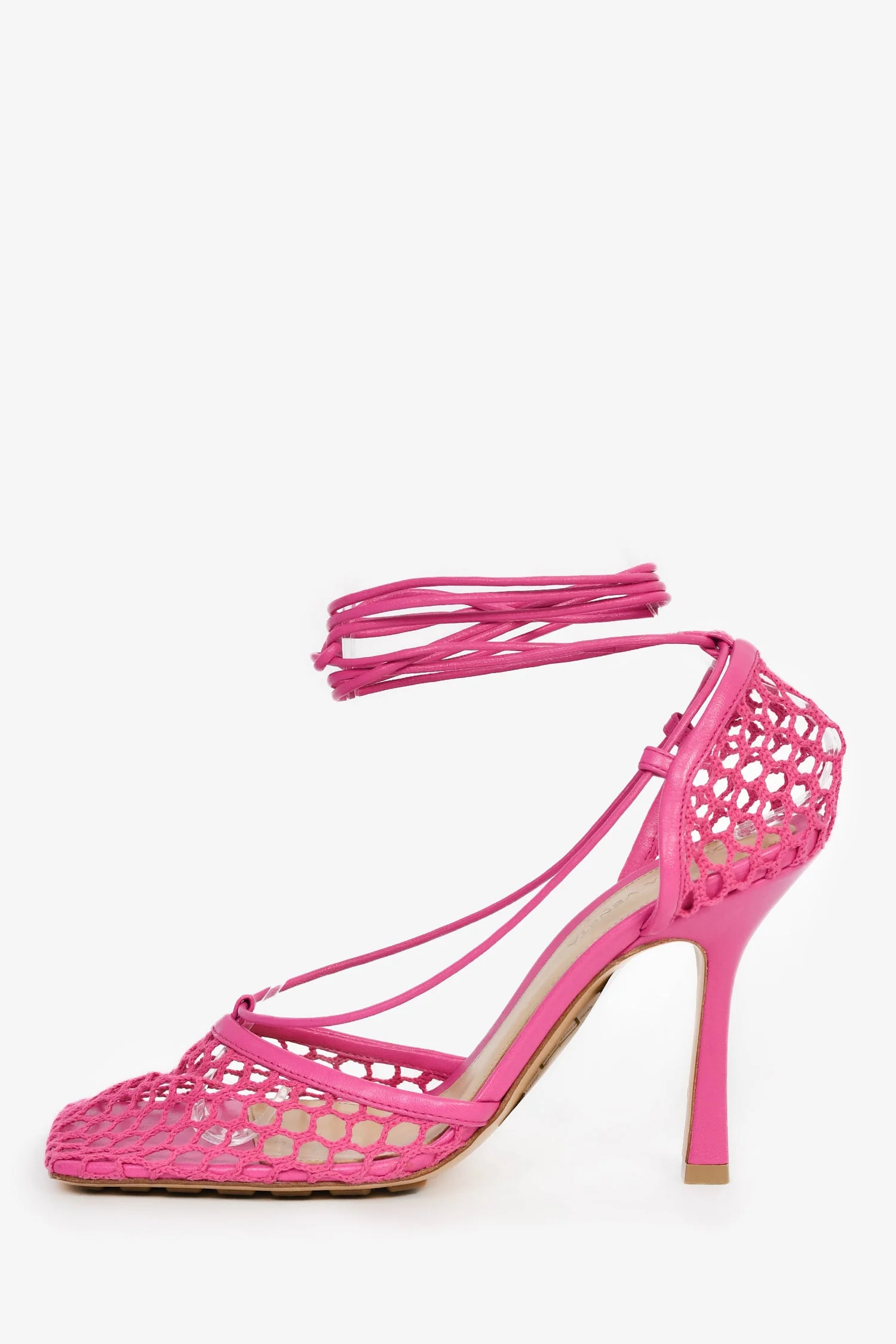 Bottega Veneta Magenta 'Stretch' Wrap Heels Size 38 - Image 4