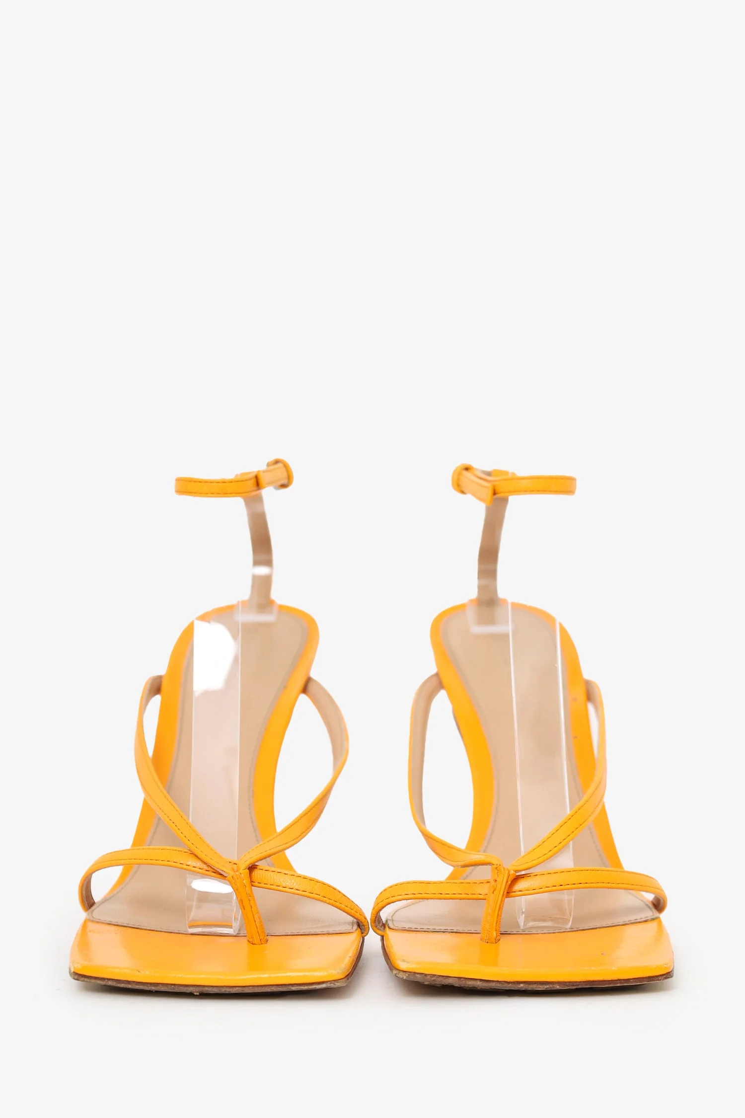 Bottega Veneta Orange Leather Heeled Sandals Size 38 - Image 3