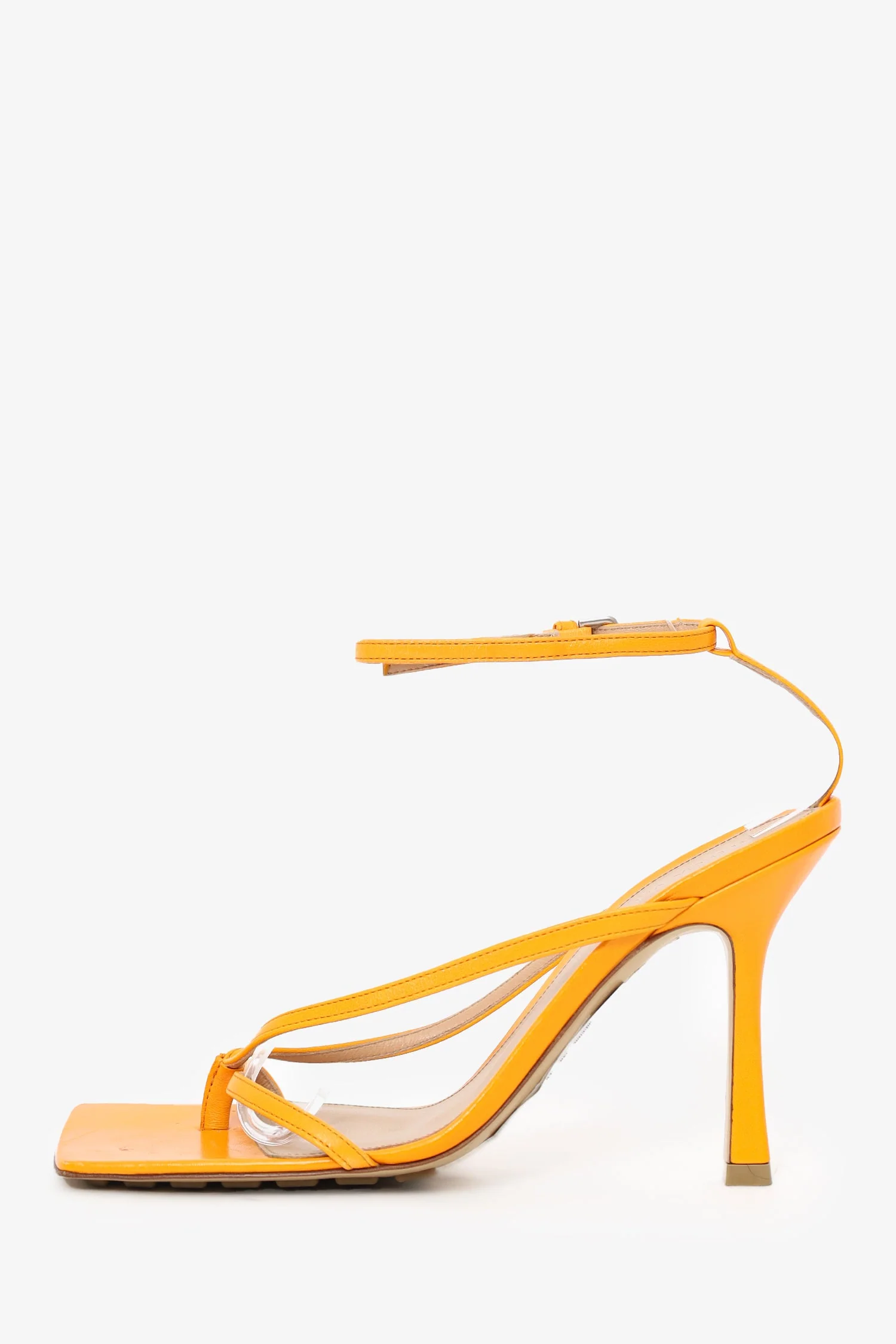 Bottega Veneta Orange Leather Heeled Sandals Size 38 - Image 4