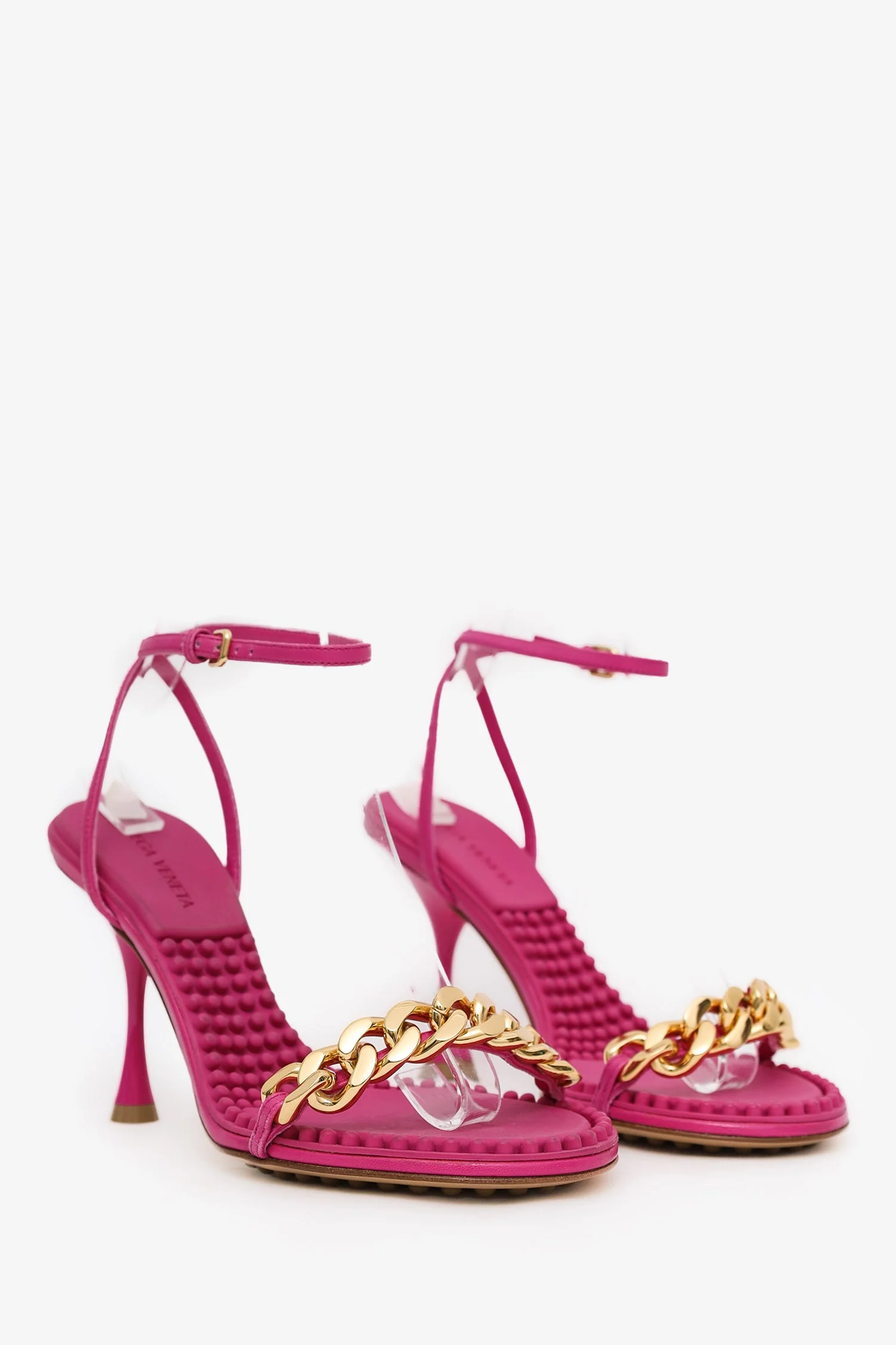 Bottega Veneta Pink Chain Ankle Strap Heels Size 36 - Image 2
