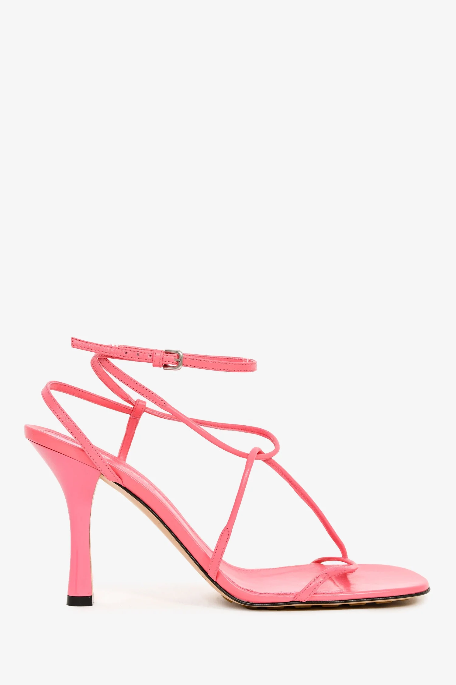 Bottega Veneta Pink Leather 'Barely There' Strappy Heels Size 41