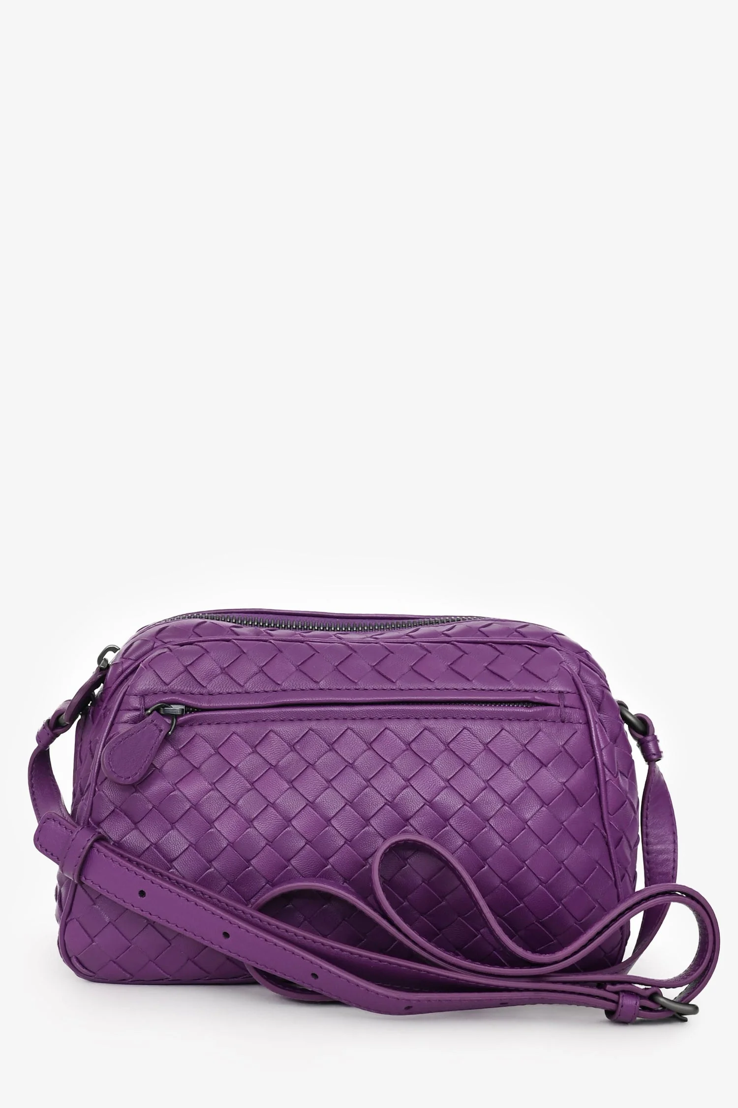 Bottega Veneta Purple Intrecciato Leather Camera Crossbody Bag - Image 2