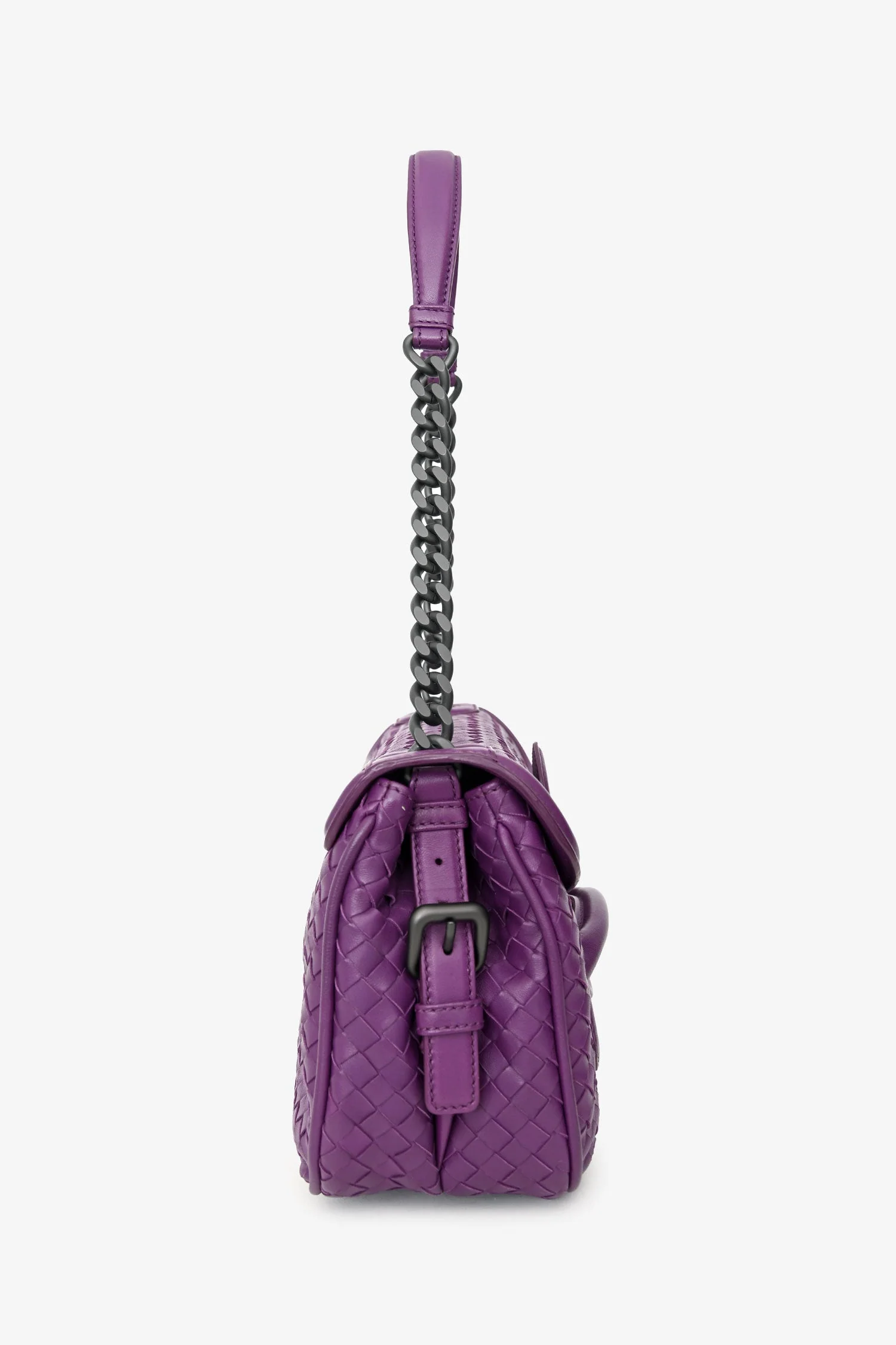 Bottega Veneta Purple Intrecciato Leather 'Rialto' Bag - Image 3