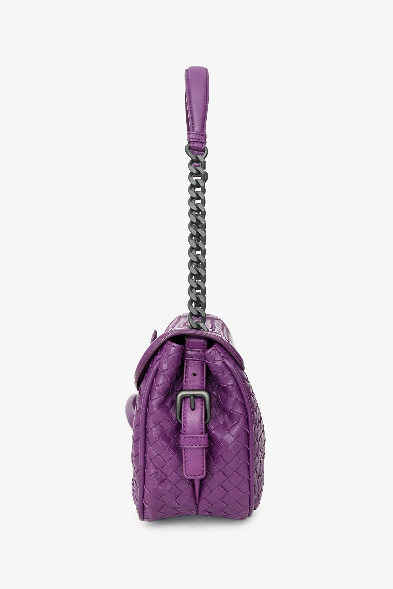 Bottega Veneta Purple Intrecciato Leather 'Rialto' Bag - Image 4