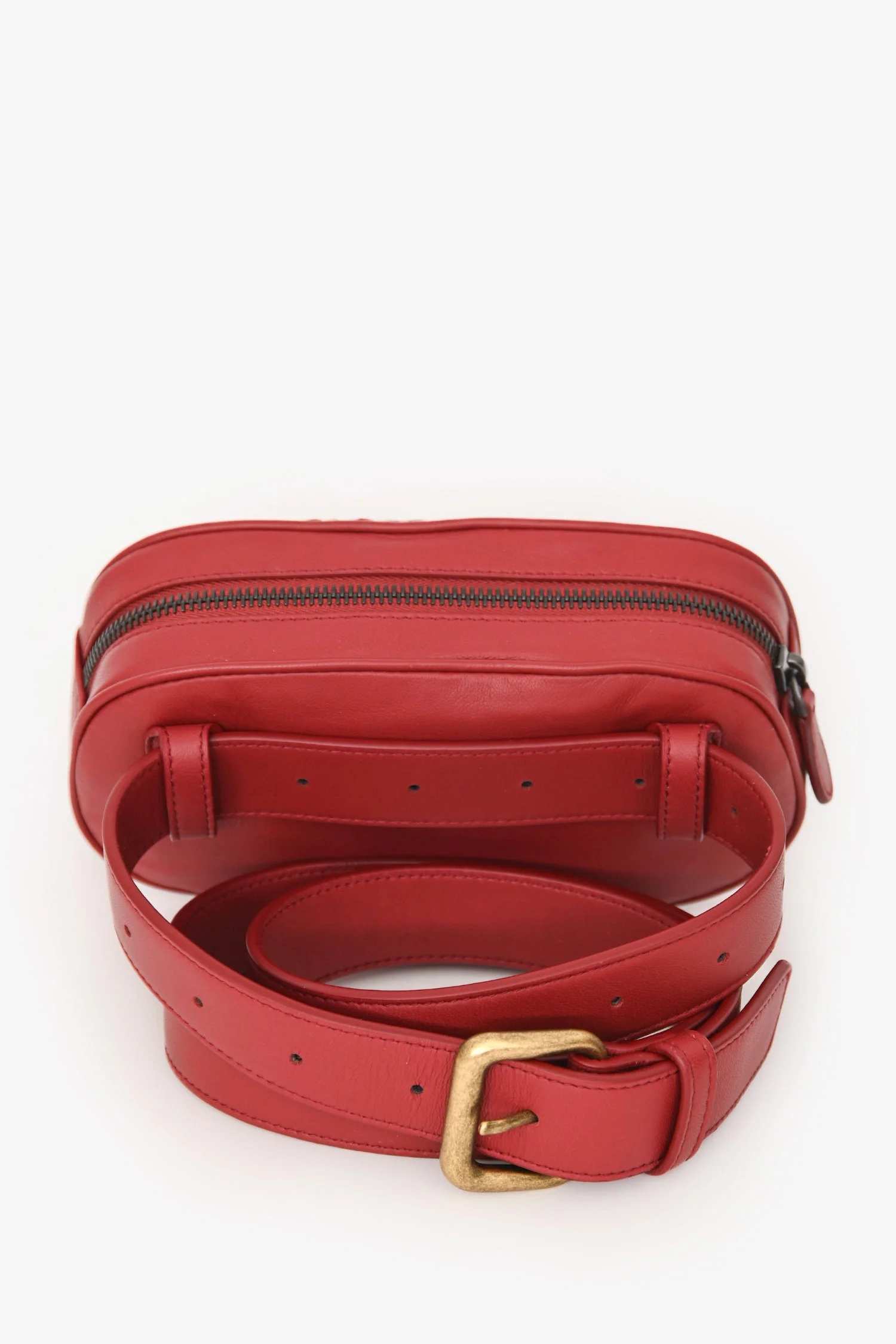 Bottega Veneta Red Leather Intrecciato Belt Bag - Image 7