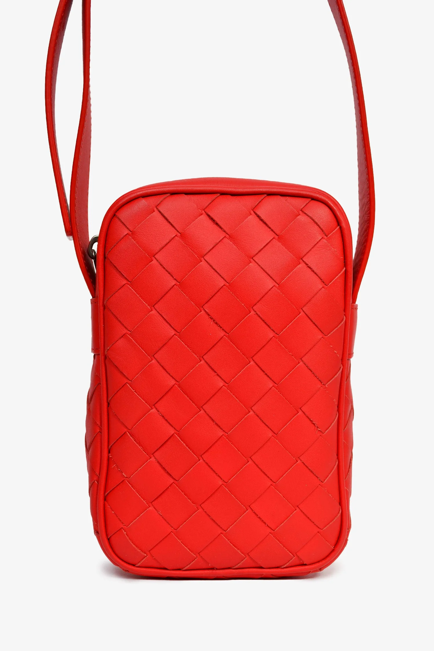 Bottega Veneta Red Leather Intrecciato Leather Phone Pouch - Image 2
